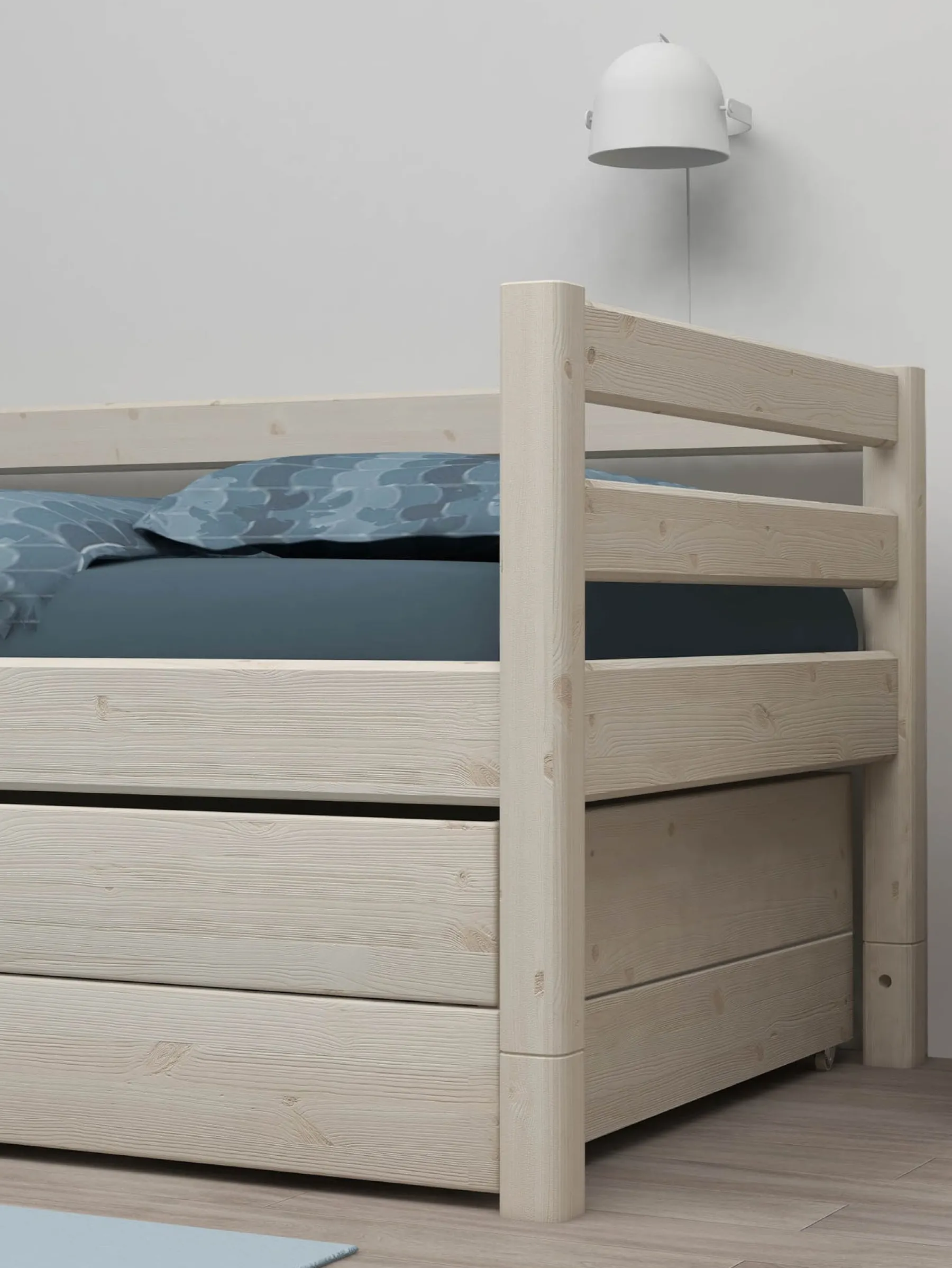 FLEXA Ausziehbett und 2 Schubladen Whitewashedpine Hot