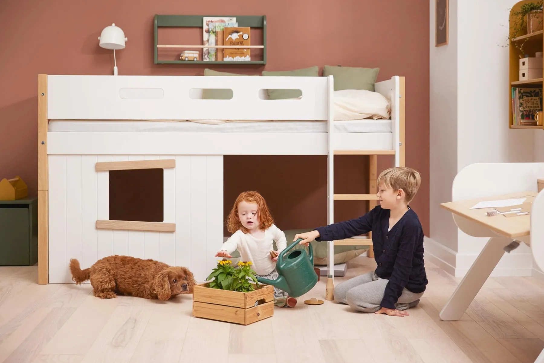 FLEXA Baumhaus-Bettenfronten, Fensterrahmen aus Holz White/oak Fashion