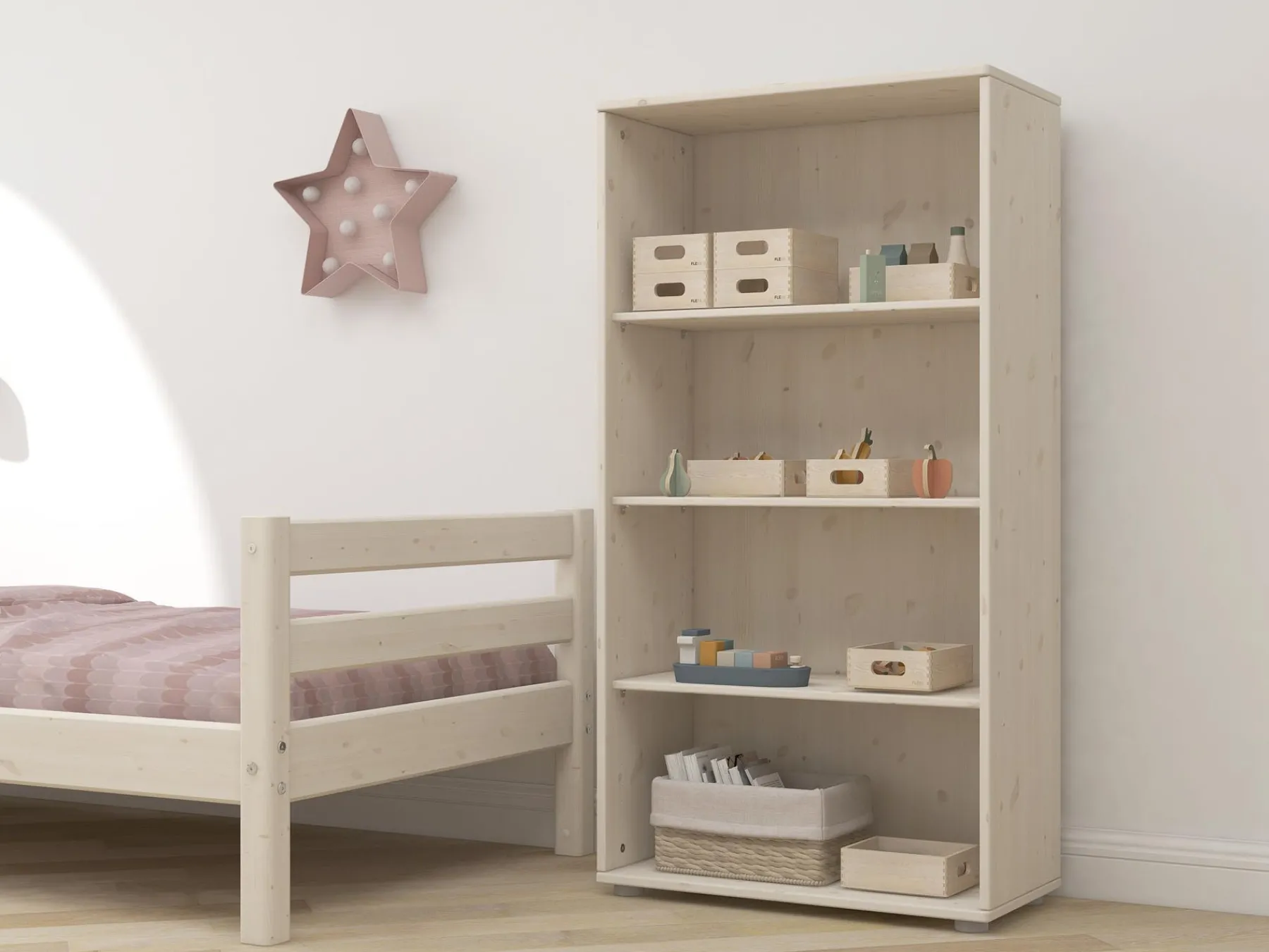 FLEXA Bücherregal mit 3 Regalbrettern Whitewashedpine New