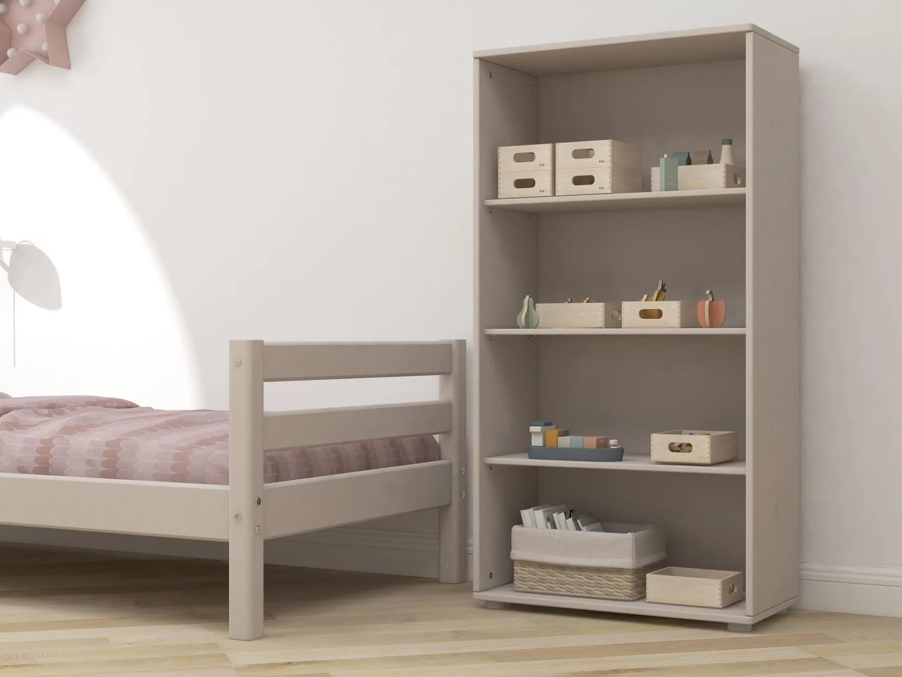 FLEXA Bücherregal mit 3 Regalbrettern Greywashedpine Hot
