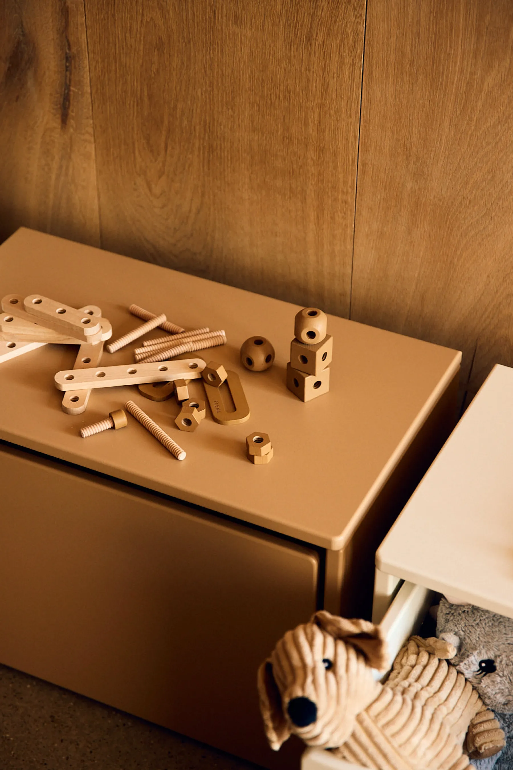 FLEXA DOTS 3-in-1 Bank, MDF, Latte Flash Sale
