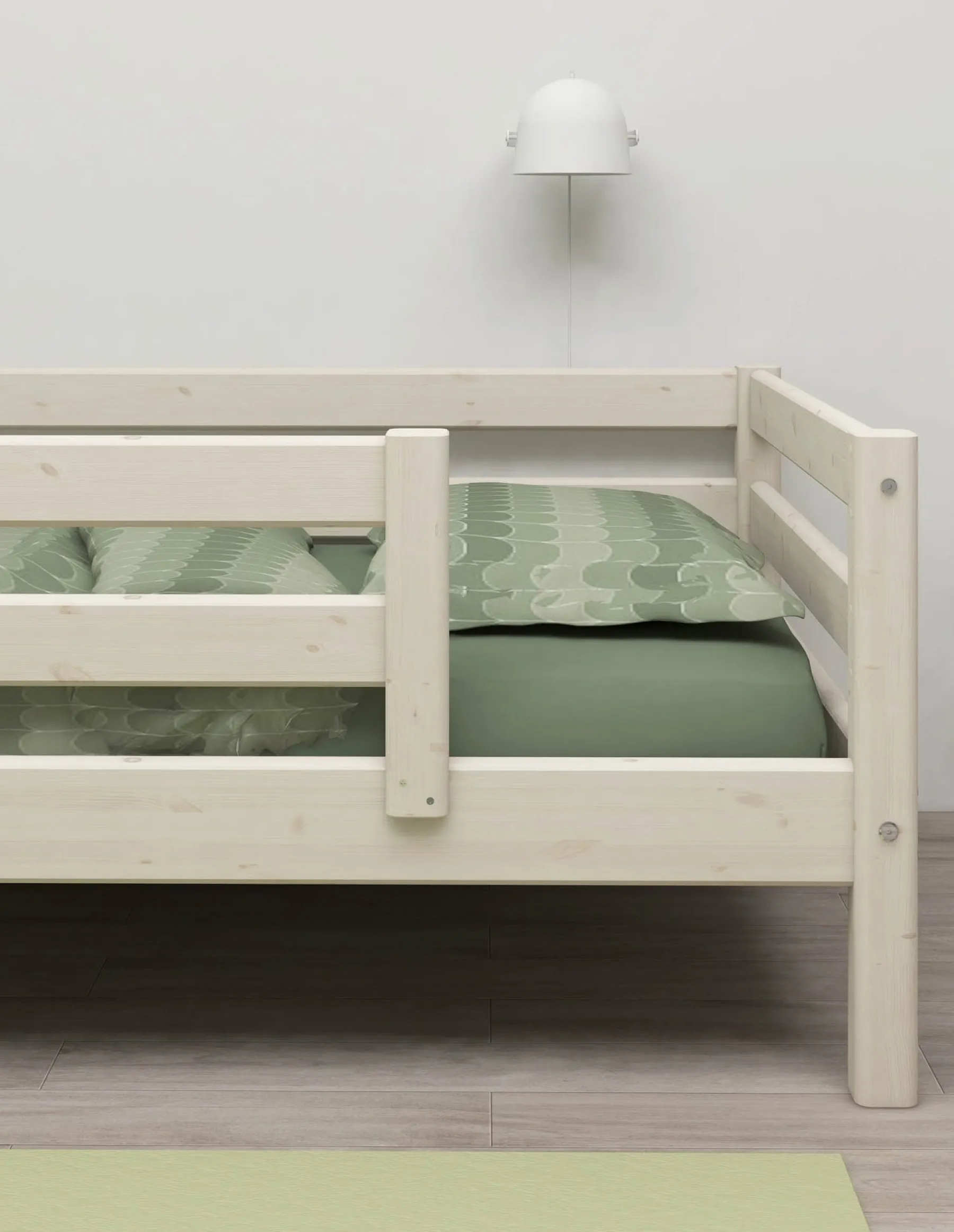 FLEXA Einzelbett m. halber Absturzsicherung Whitewashedpine Best Sale