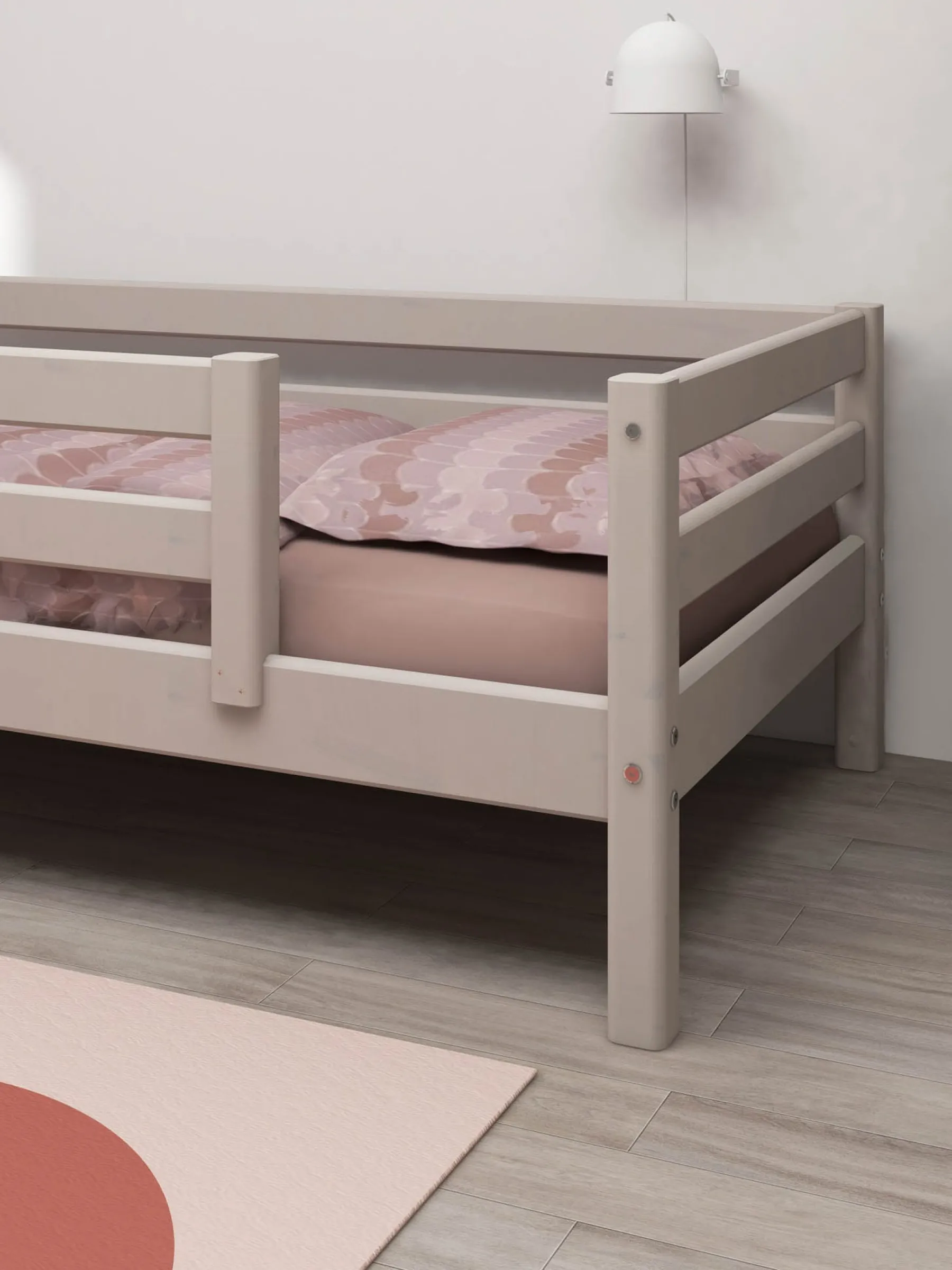 FLEXA Einzelbett m. halber Absturzsicherung Greywashedpine New