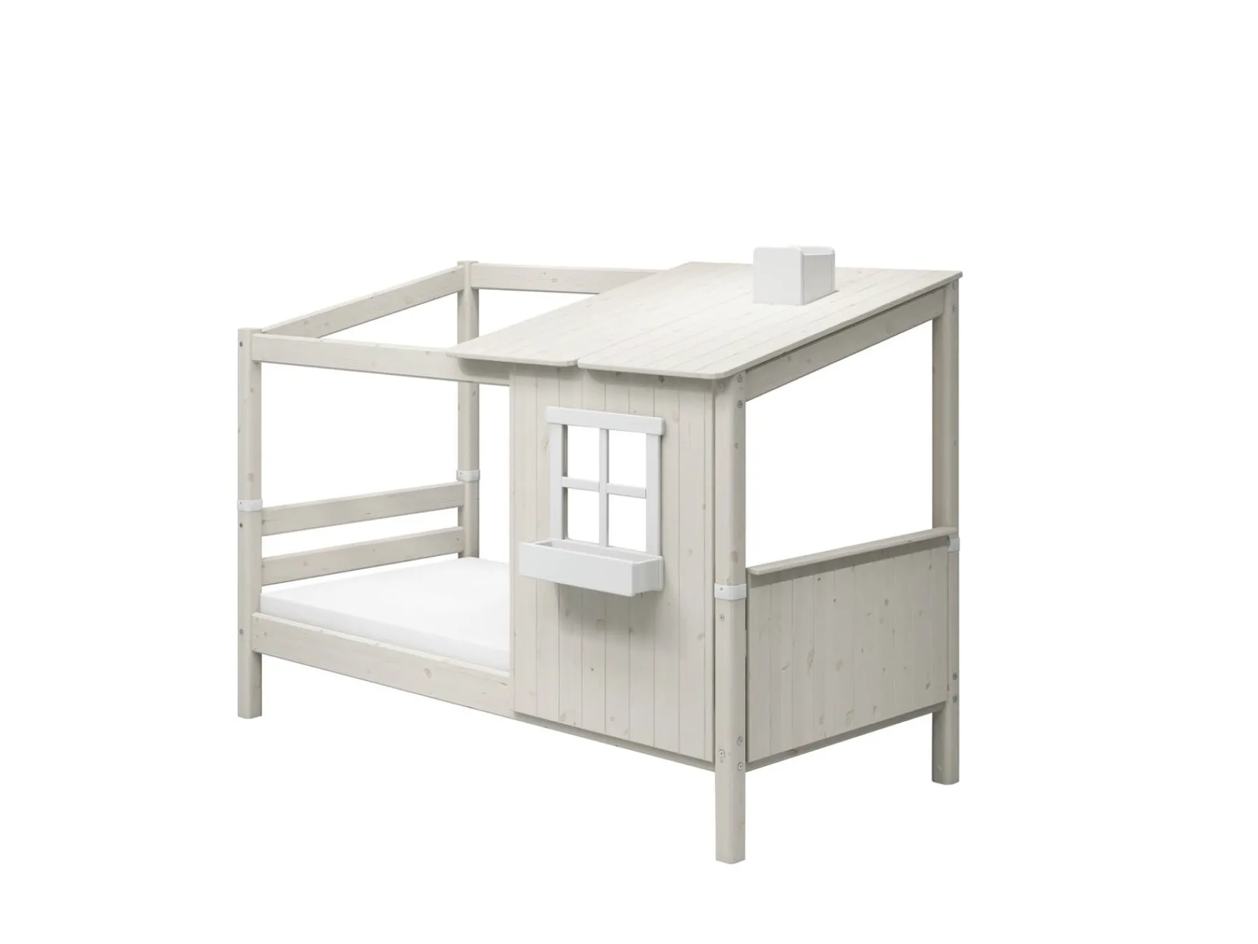 FLEXA Einzelbett mit 1/2 Classic-Haus White/whitewashedpine Cheap