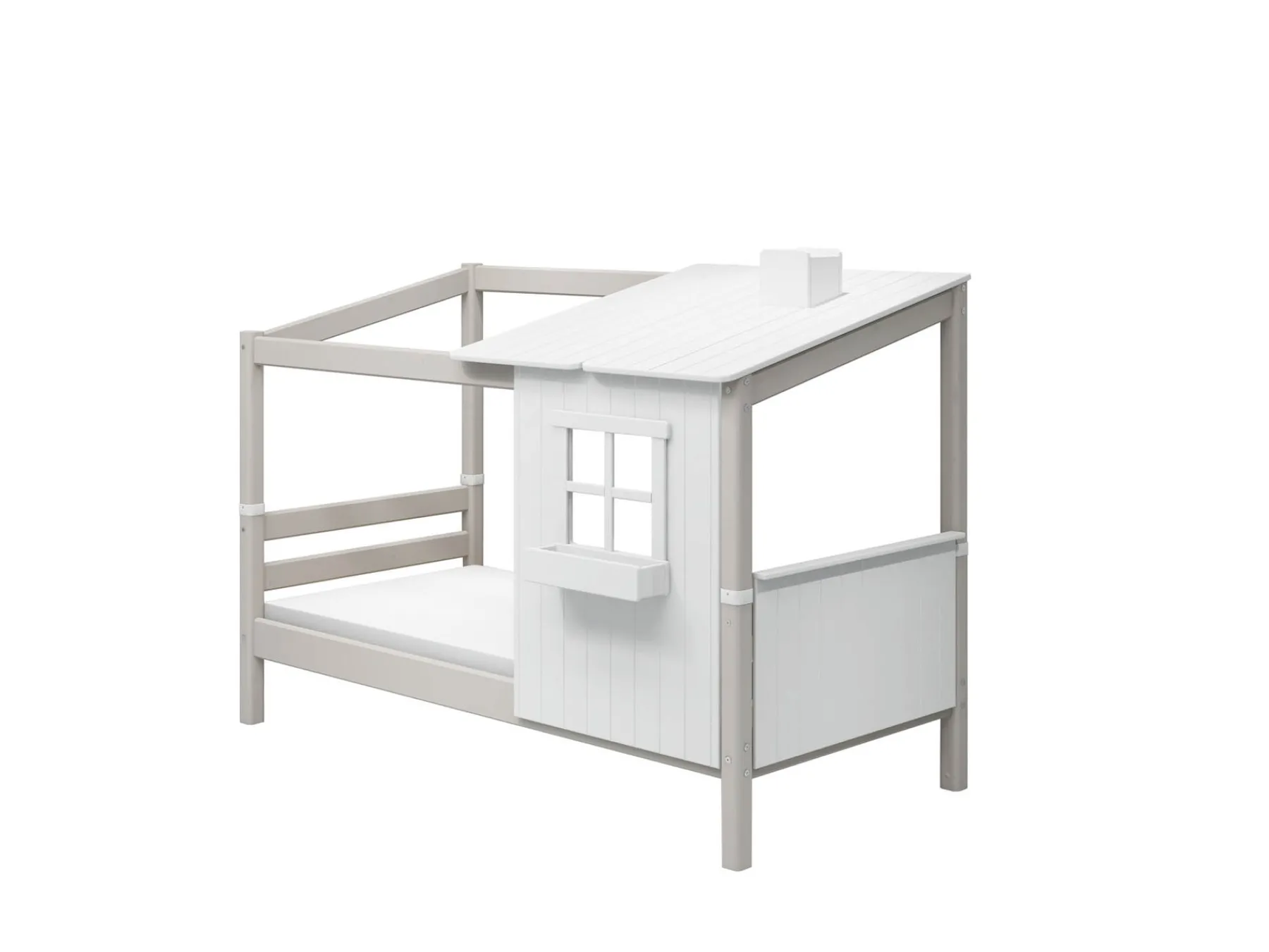 FLEXA Einzelbett mit 1/2 Classic-Haus White/greywashedpine Fashion