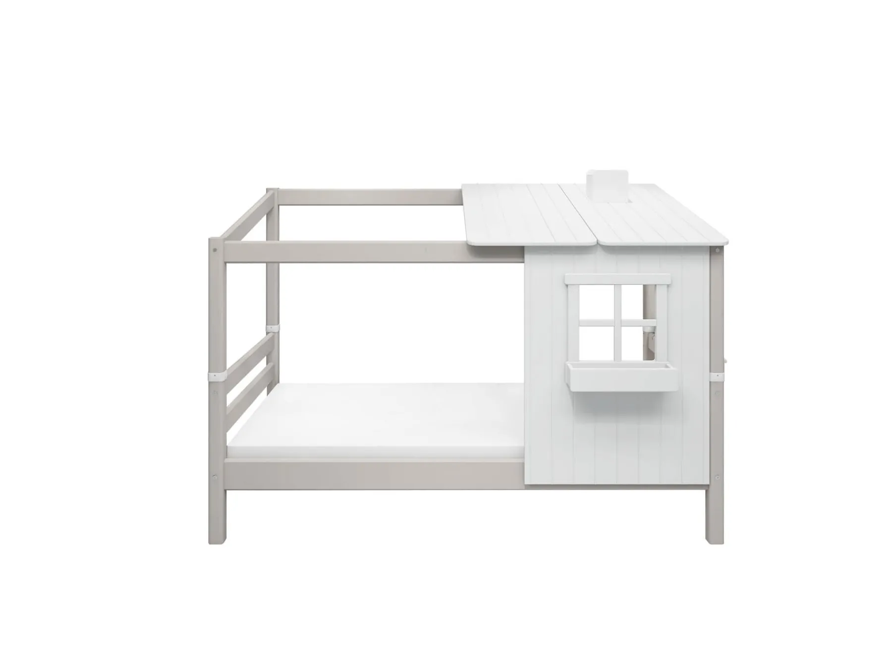FLEXA Einzelbett mit 1/2 Classic-Haus White/greywashedpine New