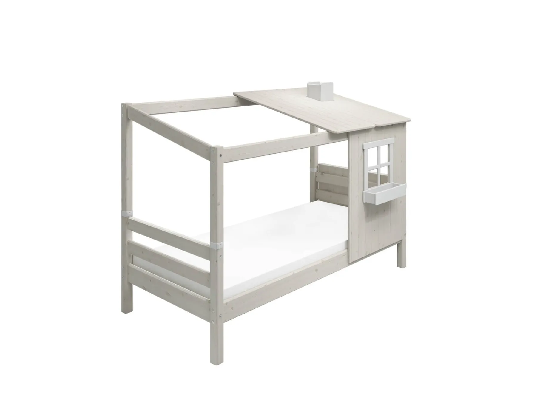 FLEXA Einzelbett mit 1/2 Classic-Haus White/greywashedpine Fashion