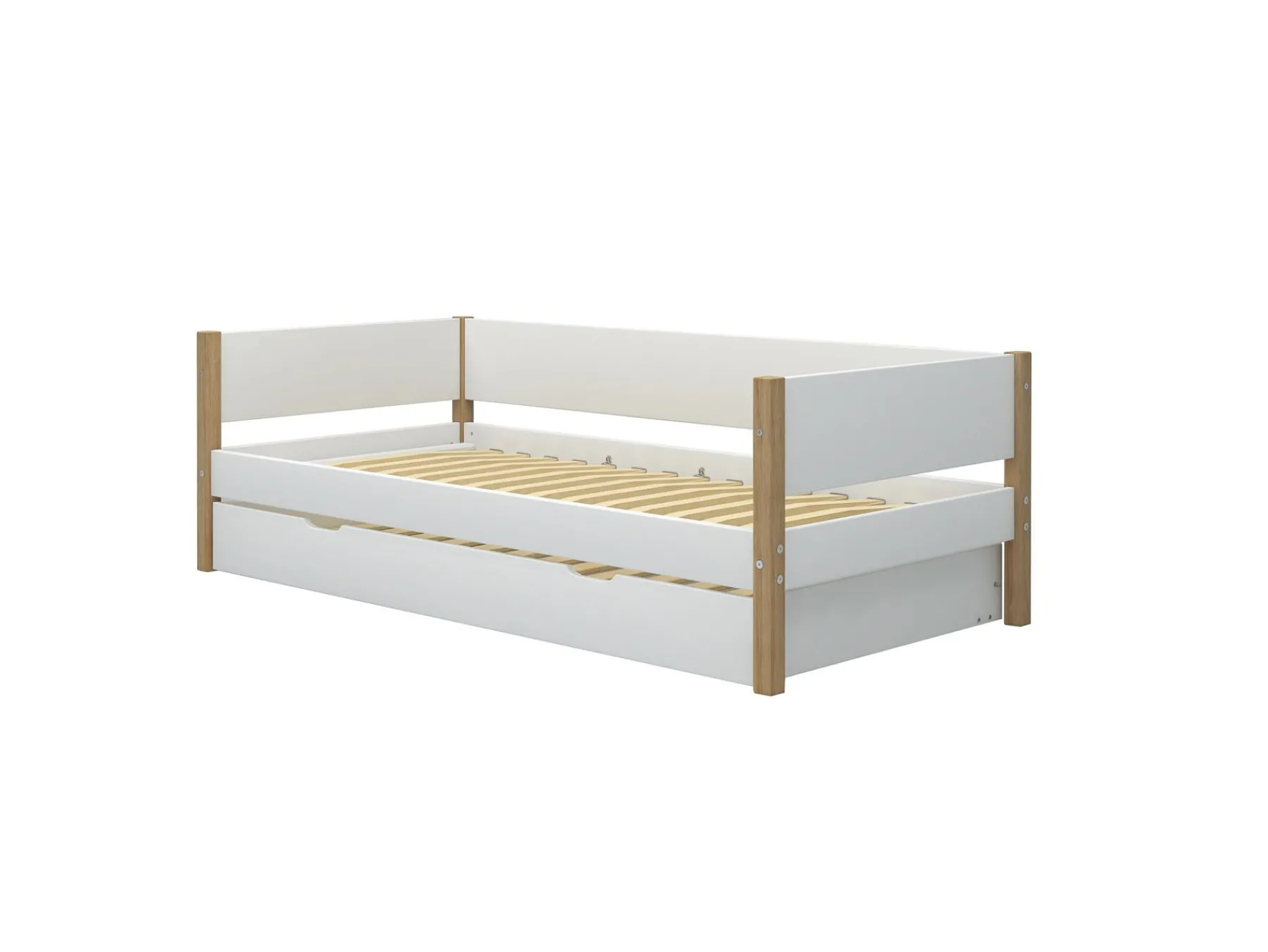 FLEXA Einzelbett mit Ausziehbett White/oak Discount