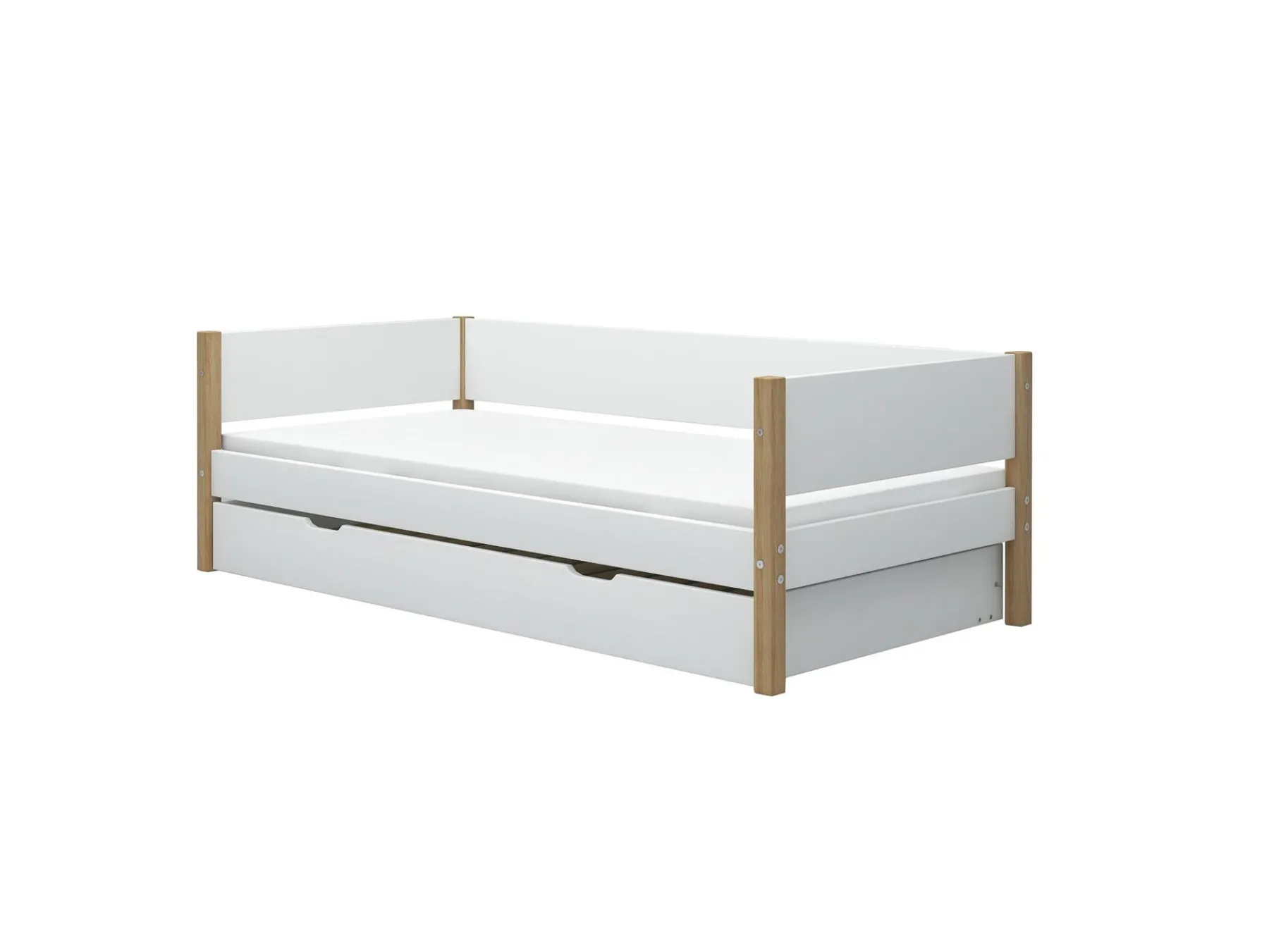 FLEXA Einzelbett mit Ausziehbett White/oak Discount