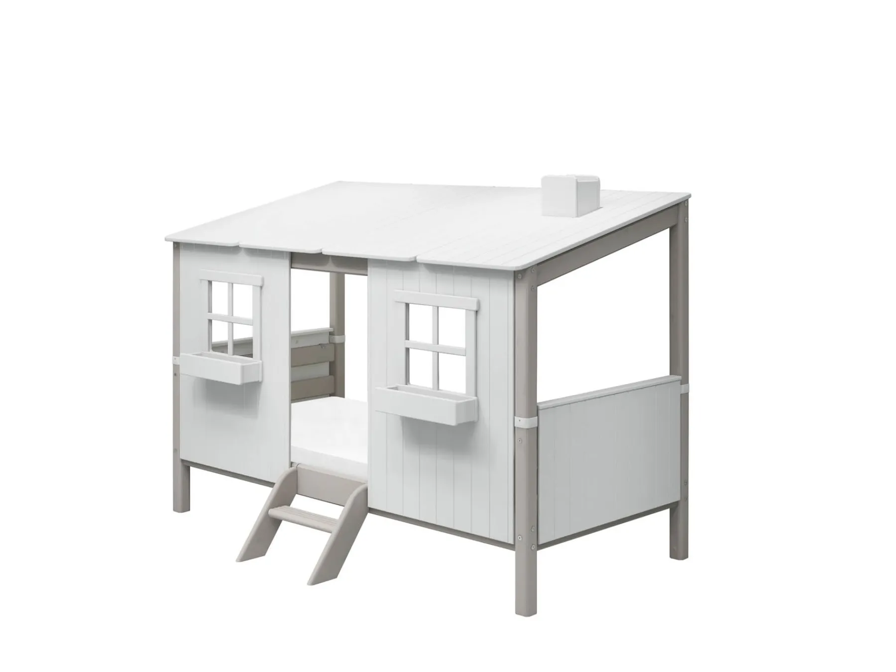 FLEXA Einzelbett mit Classic-Haus White/greywashedpine Fashion