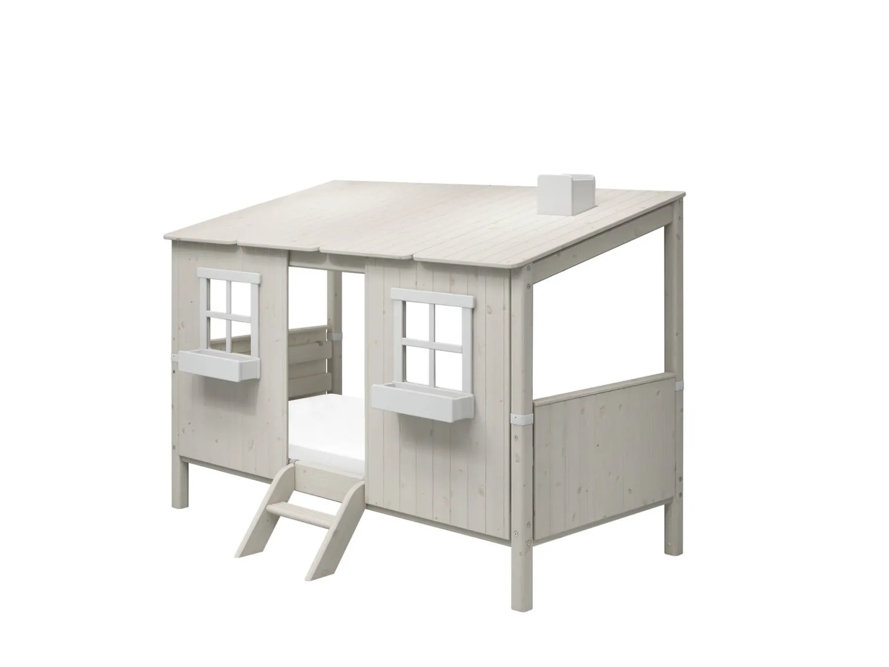FLEXA Einzelbett mit Classic-Haus White/whitewashedpine Store