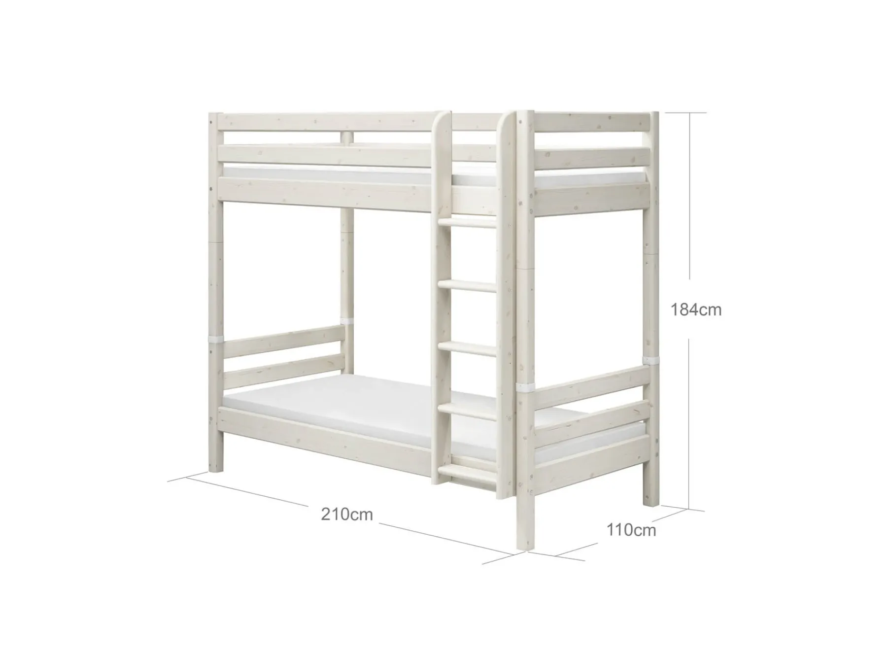 FLEXA Etagenbett mit zusätzlicher Höhe und senkrechter Leiter Whitewashedpine New