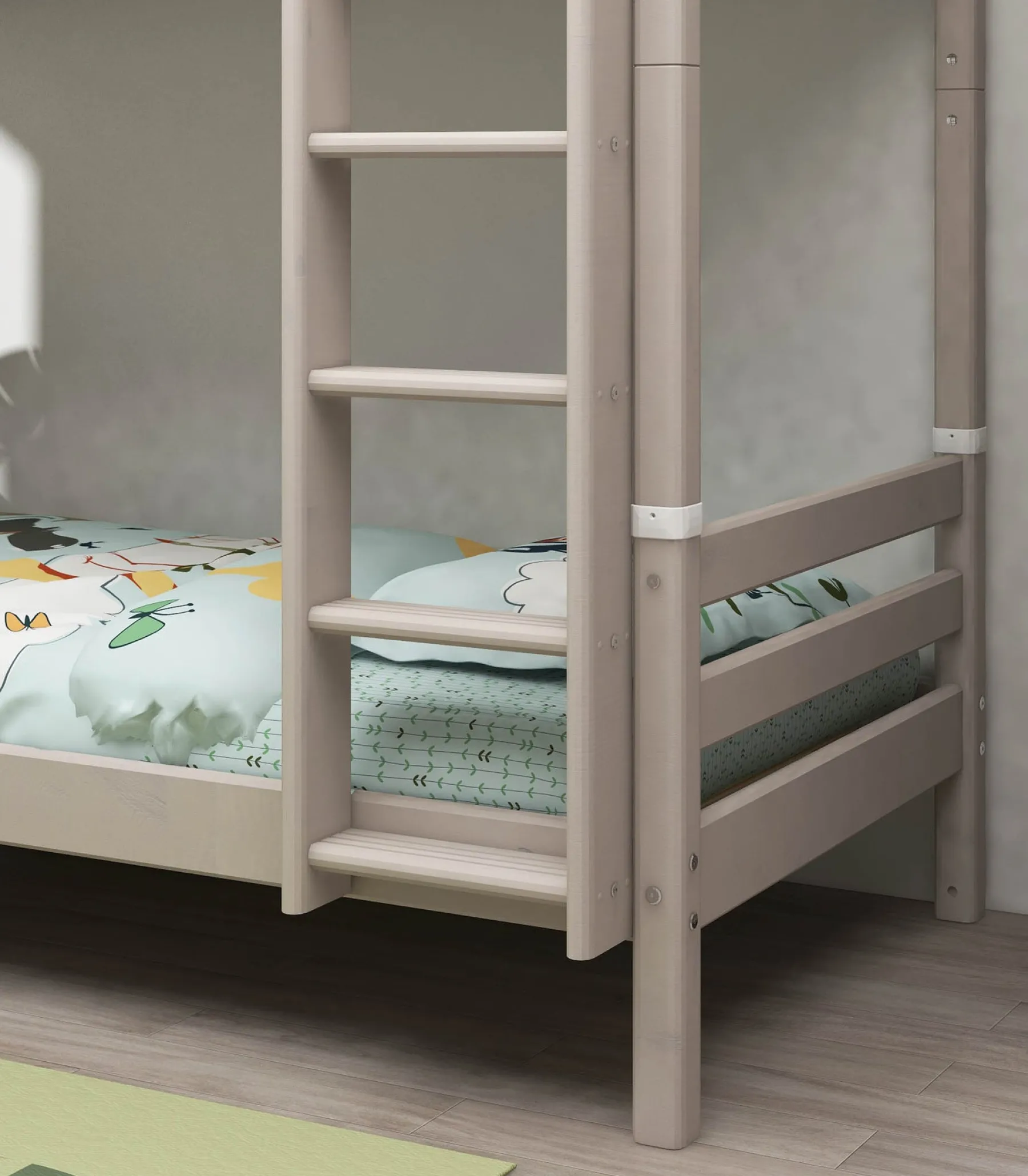 FLEXA Etagenbett mit zusätzlicher Höhe und senkrechter Leiter Greywashedpine Cheap