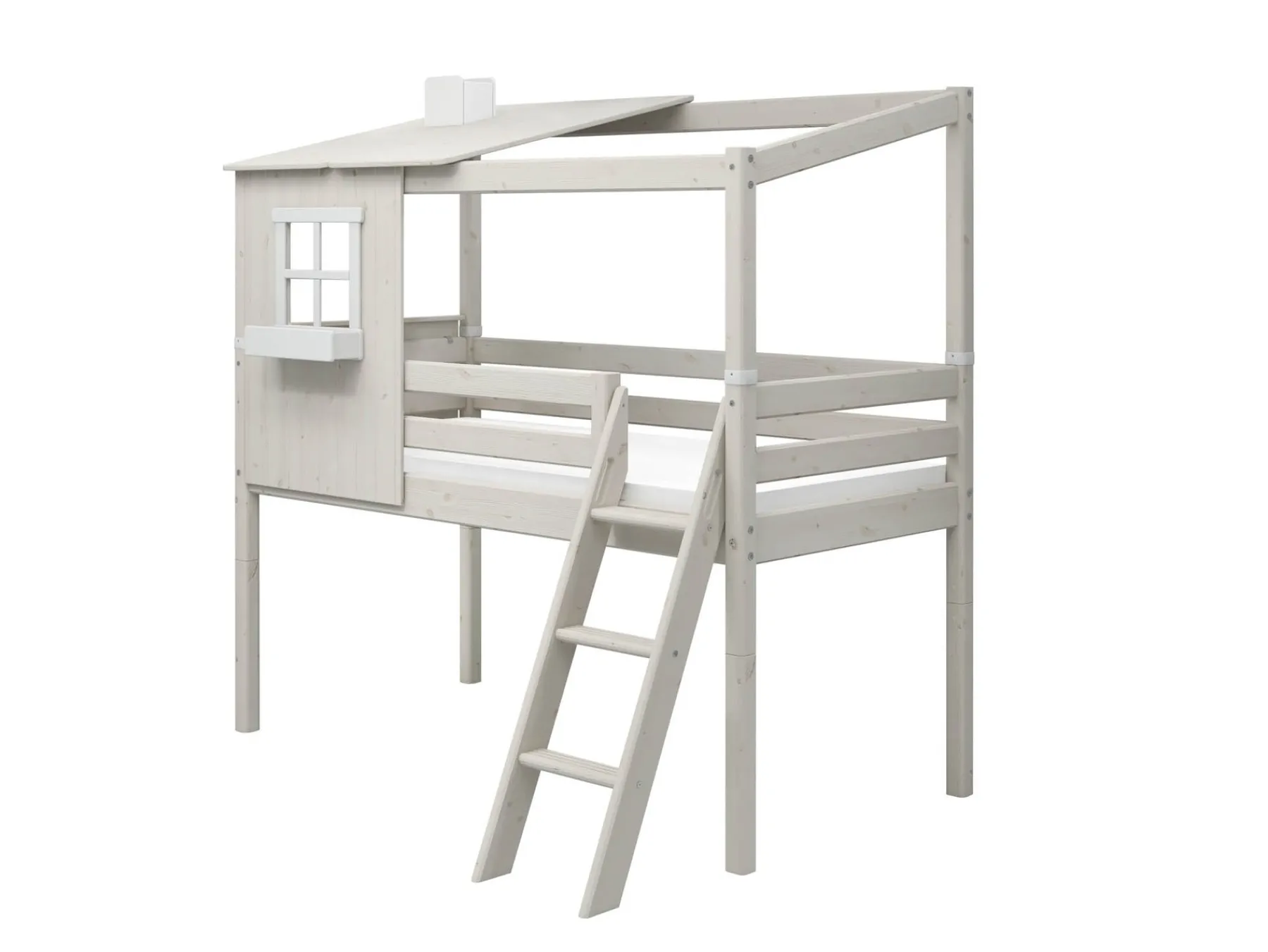 FLEXA Halbhohes Bett mit 1/2 Classic-Haus White/whitewashedpine Cheap