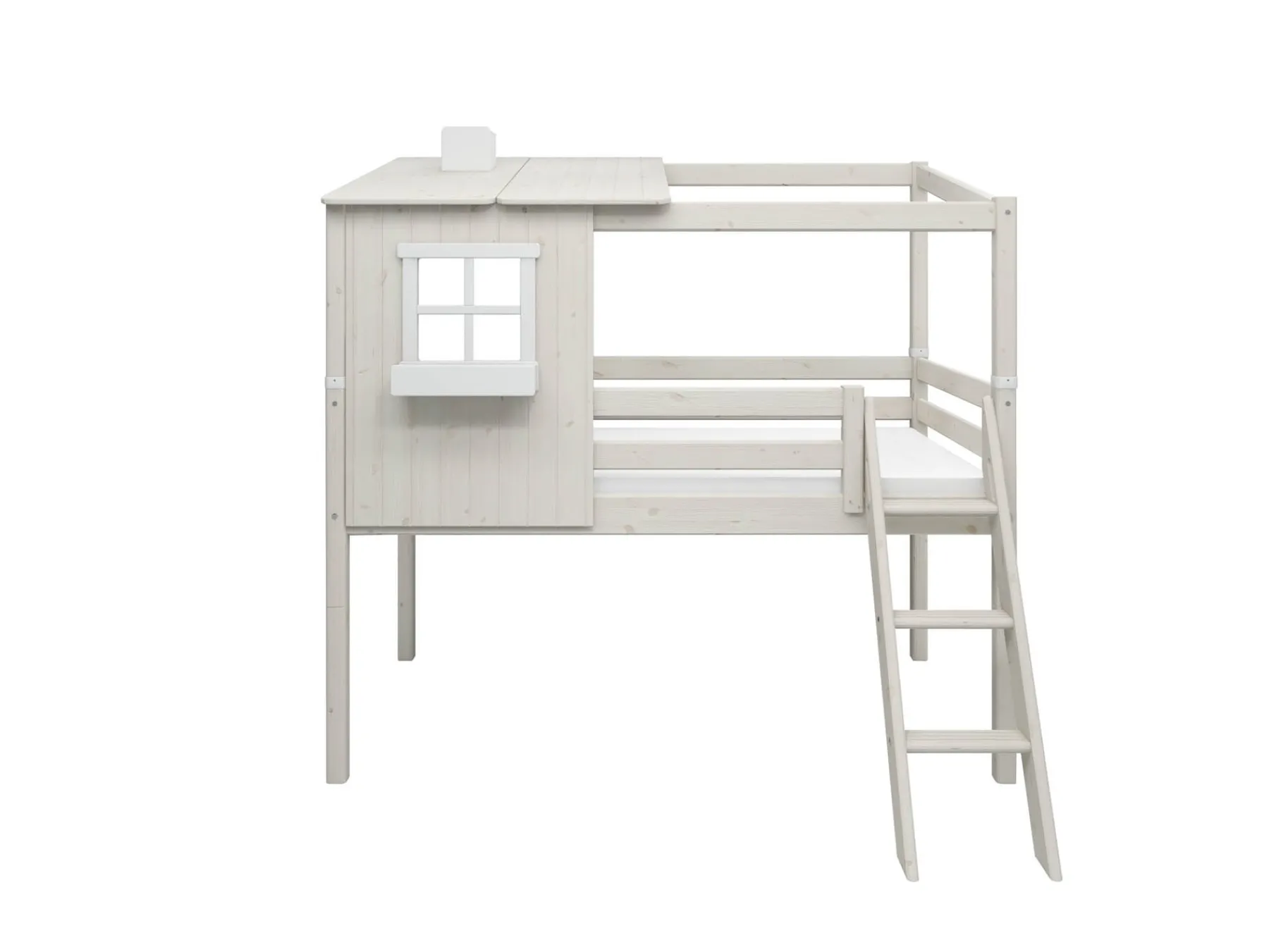 FLEXA Halbhohes Bett mit 1/2 Classic-Haus White/whitewashedpine Cheap