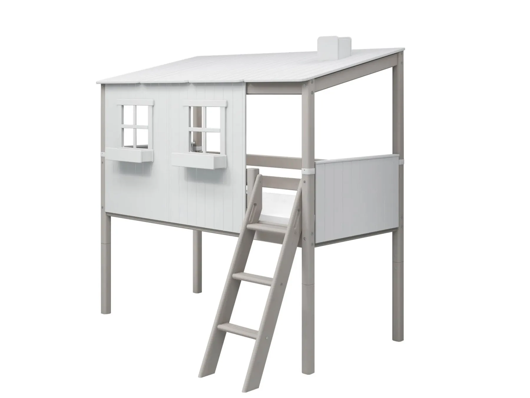 FLEXA Halbhohes Bett mit Classic-Haus White/greywashedpine Cheap