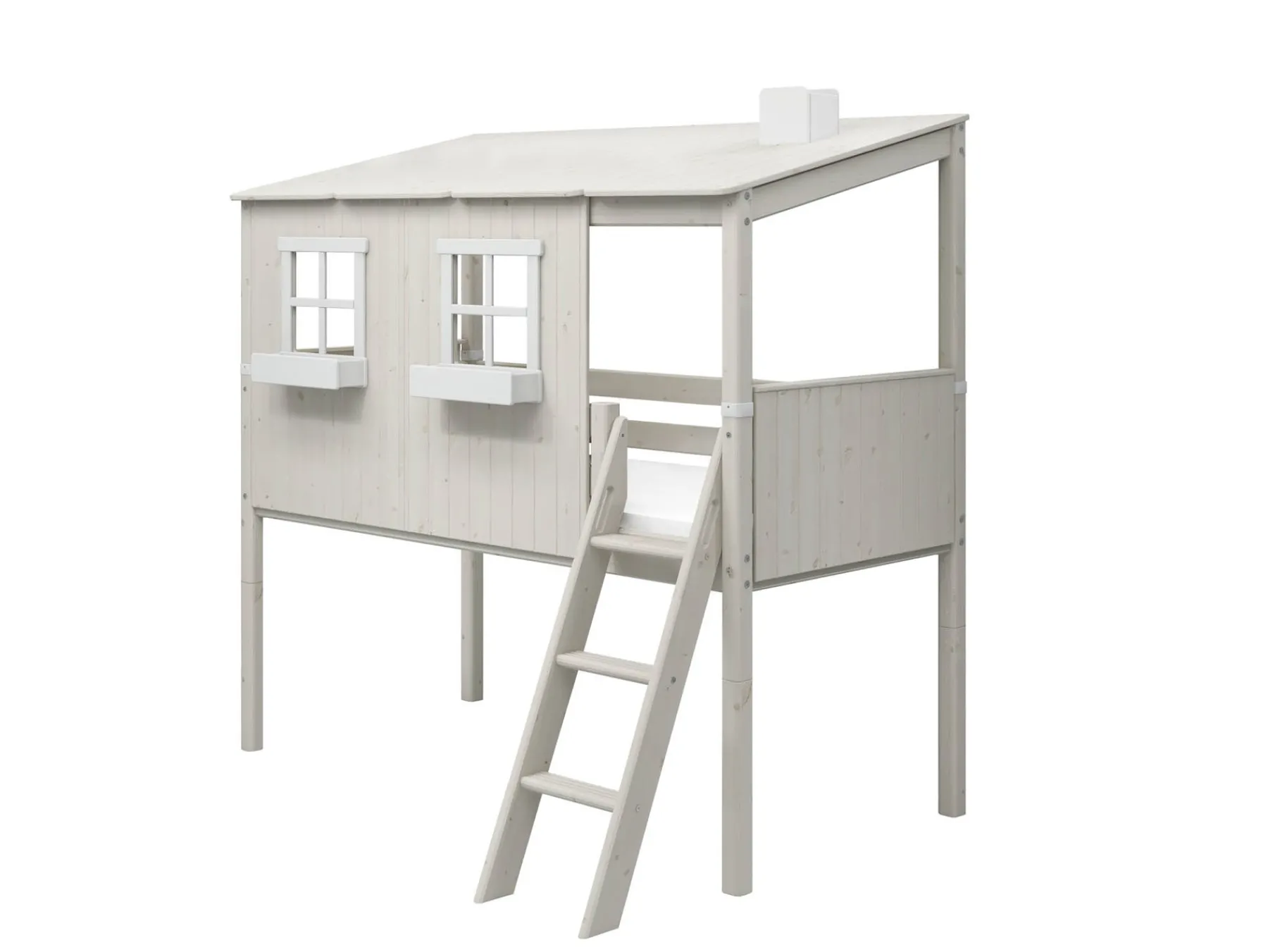 FLEXA Halbhohes Bett mit Classic-Haus White/whitewashedpine Cheap