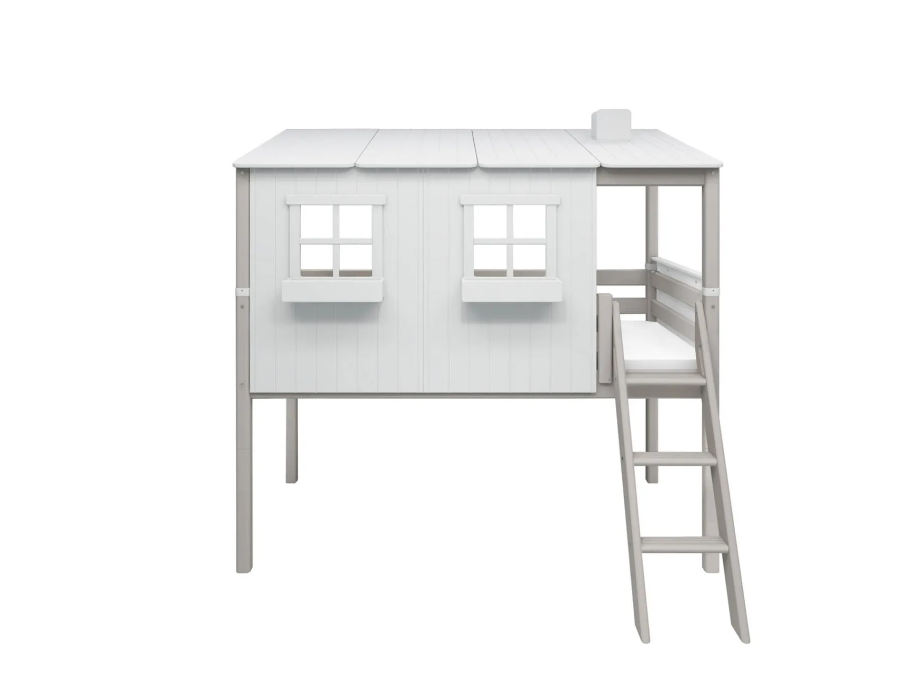 FLEXA Halbhohes Bett mit Classic-Haus White/greywashedpine Cheap