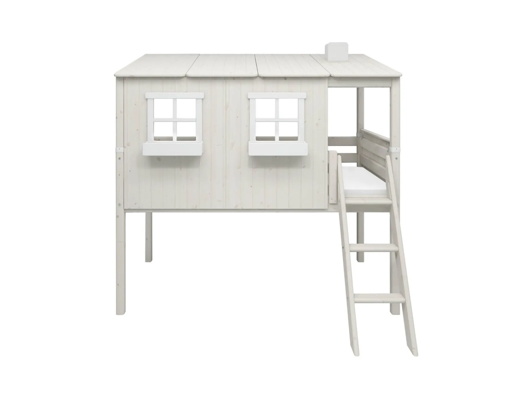 FLEXA Halbhohes Bett mit Classic-Haus White/whitewashedpine Cheap