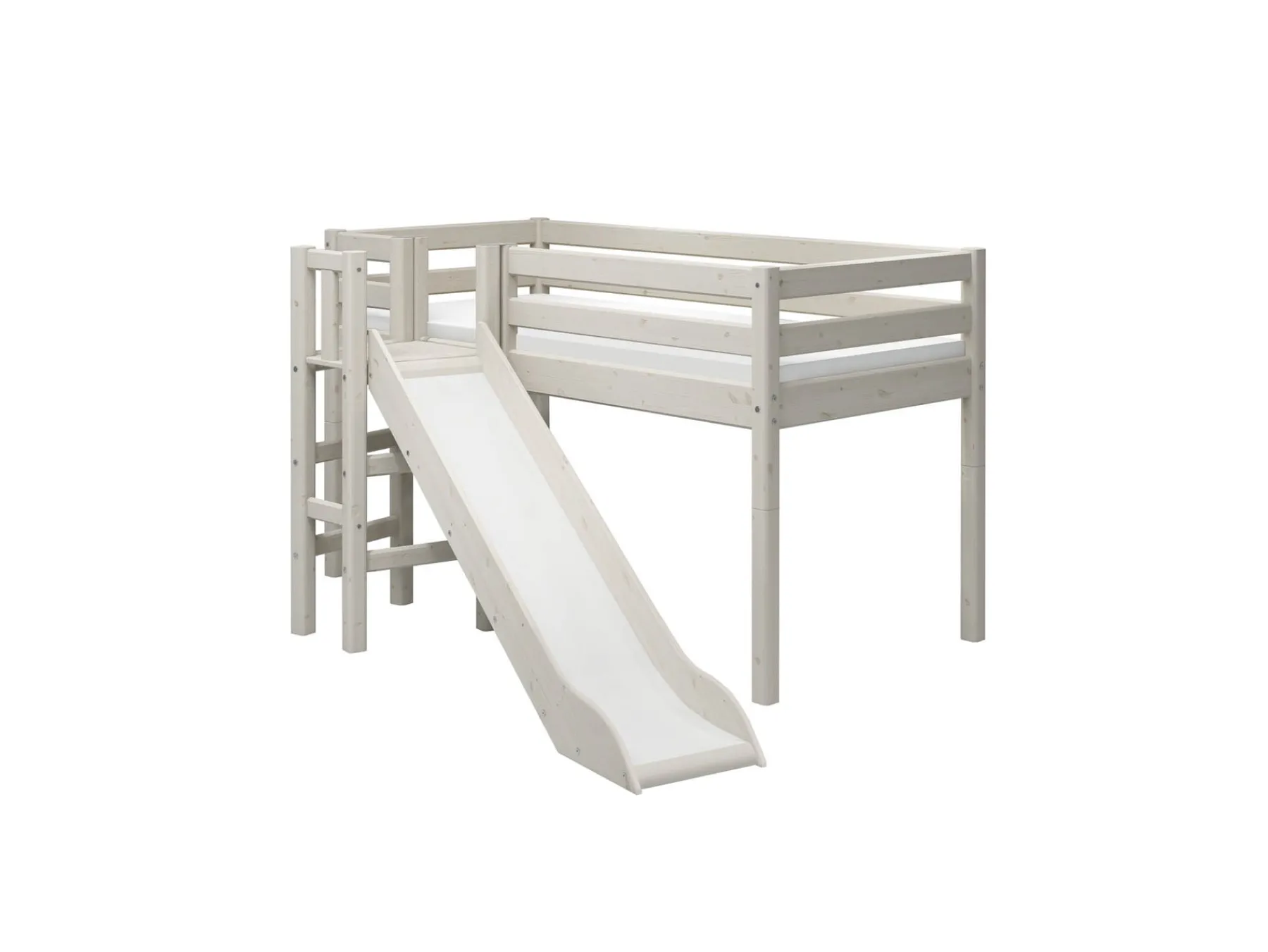 FLEXA Halbhohes Bett mit Plattform und Rutsche Whitewashedpine Discount