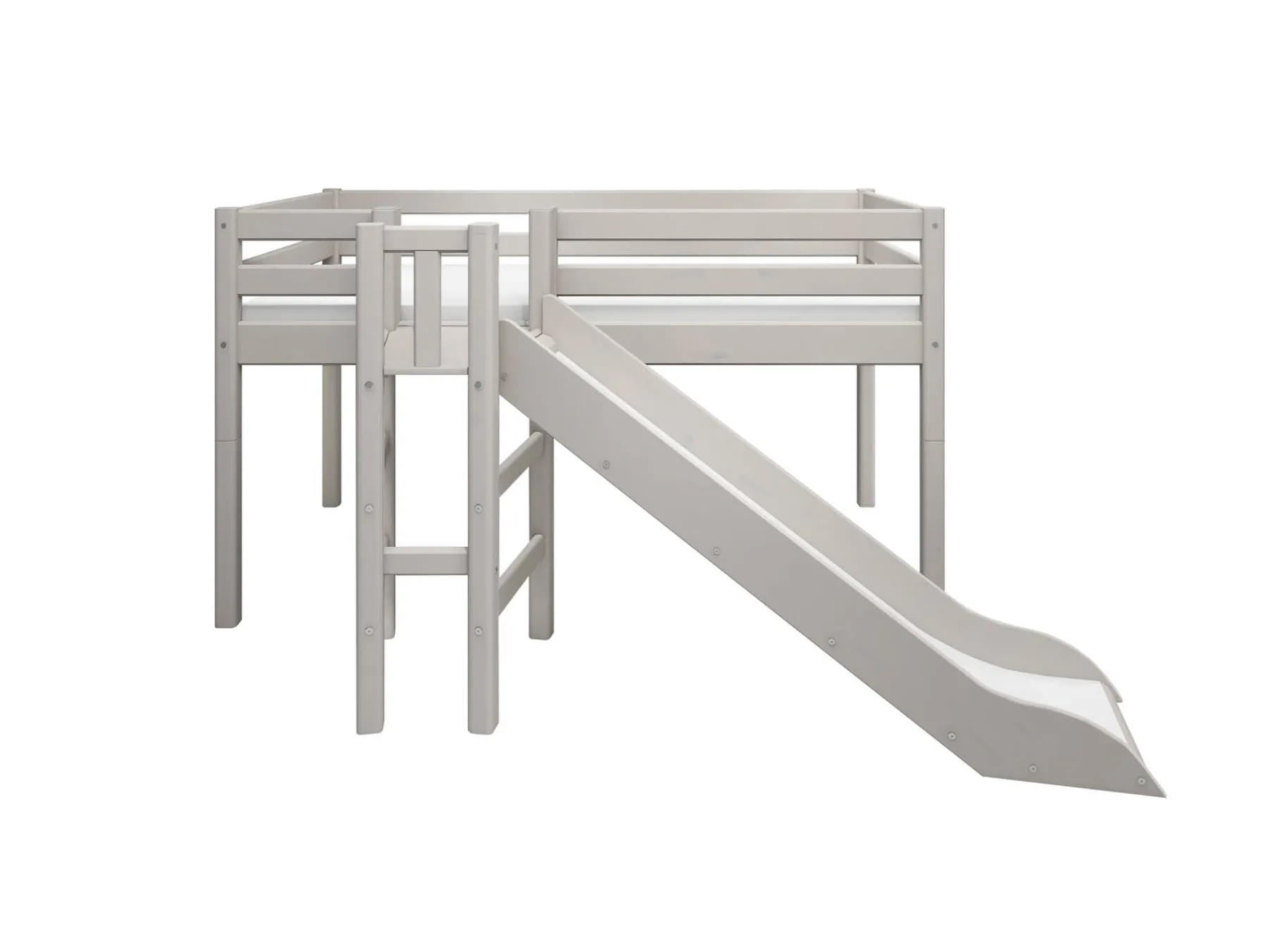 FLEXA Halbhohes Bett mit Plattform und Rutsche Greywashedpine Outlet