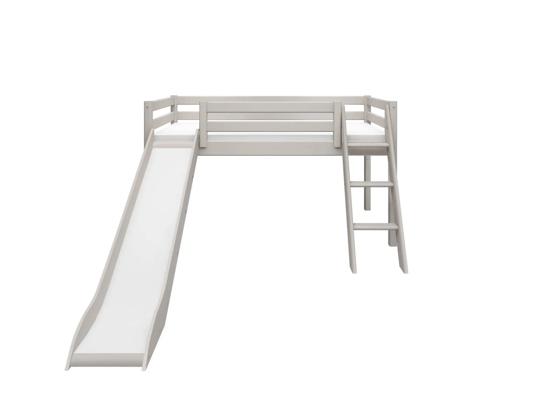 FLEXA Halbhohes Bett mit Rutsche und Schrägleiter Greywashedpine Best