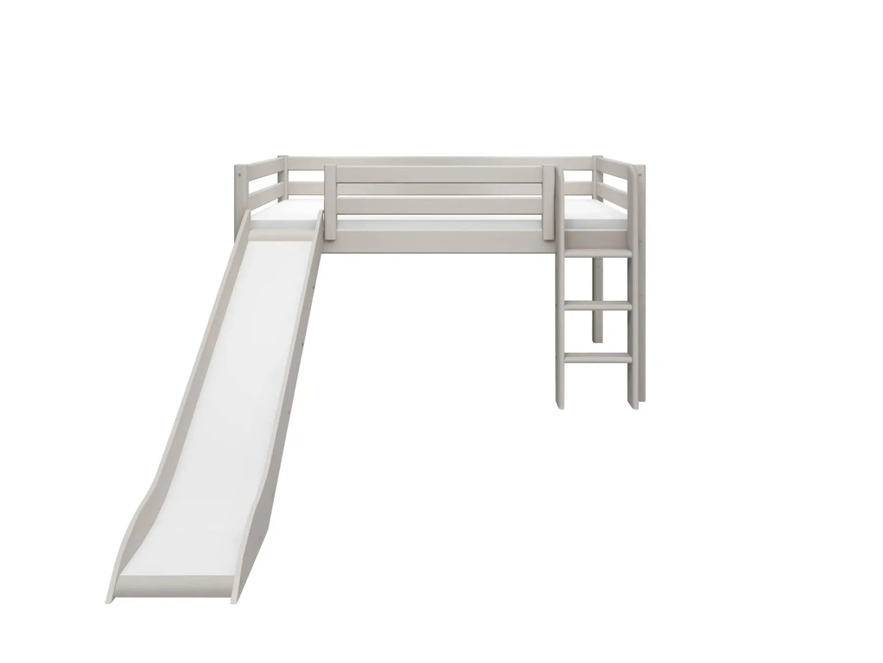 FLEXA Halbhohes Bett mit Rutsche und senkrechter Leiter Greywashedpine Hot