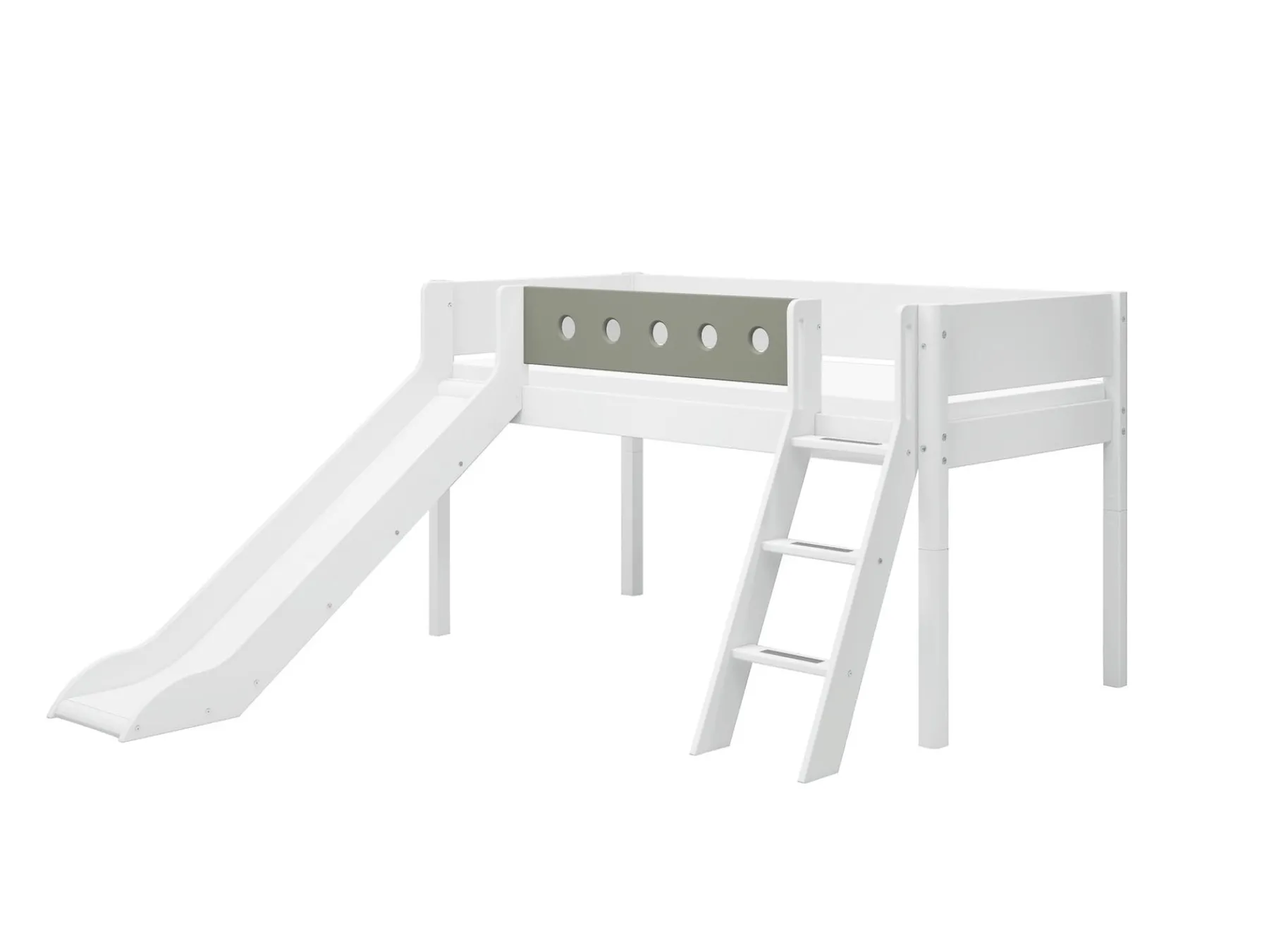 FLEXA Halbhohes Bett mit Schrägleiter und Rutsche White/naturalgreen Best Sale