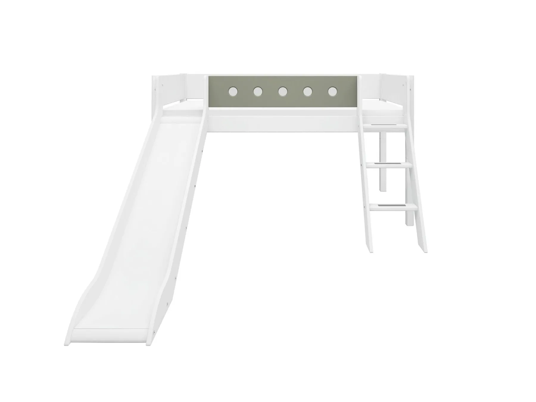 FLEXA Halbhohes Bett mit Schrägleiter und Rutsche White/naturalgreen Best Sale