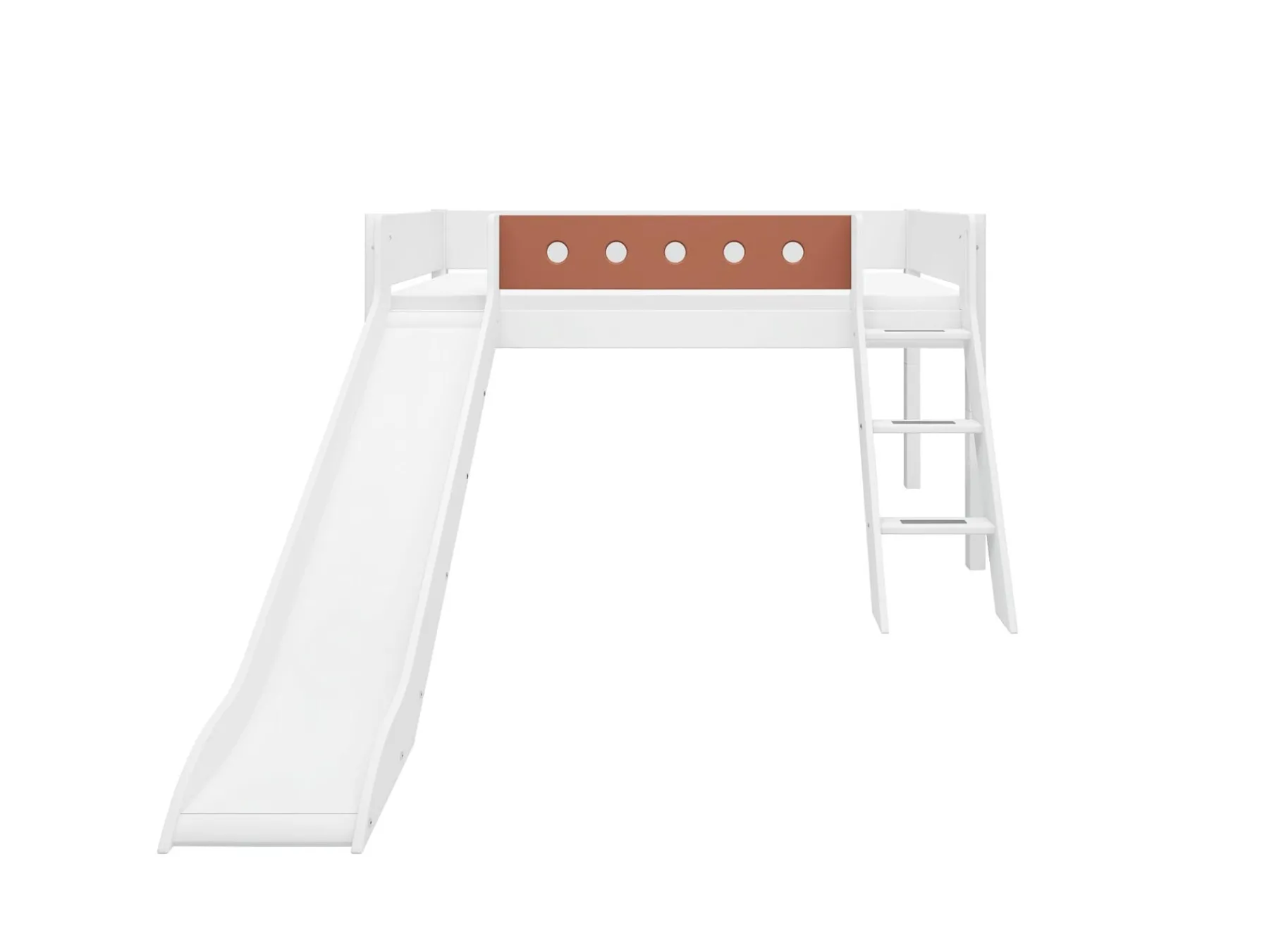 FLEXA Halbhohes Bett mit Schrägleiter und Rutsche White/blush Online