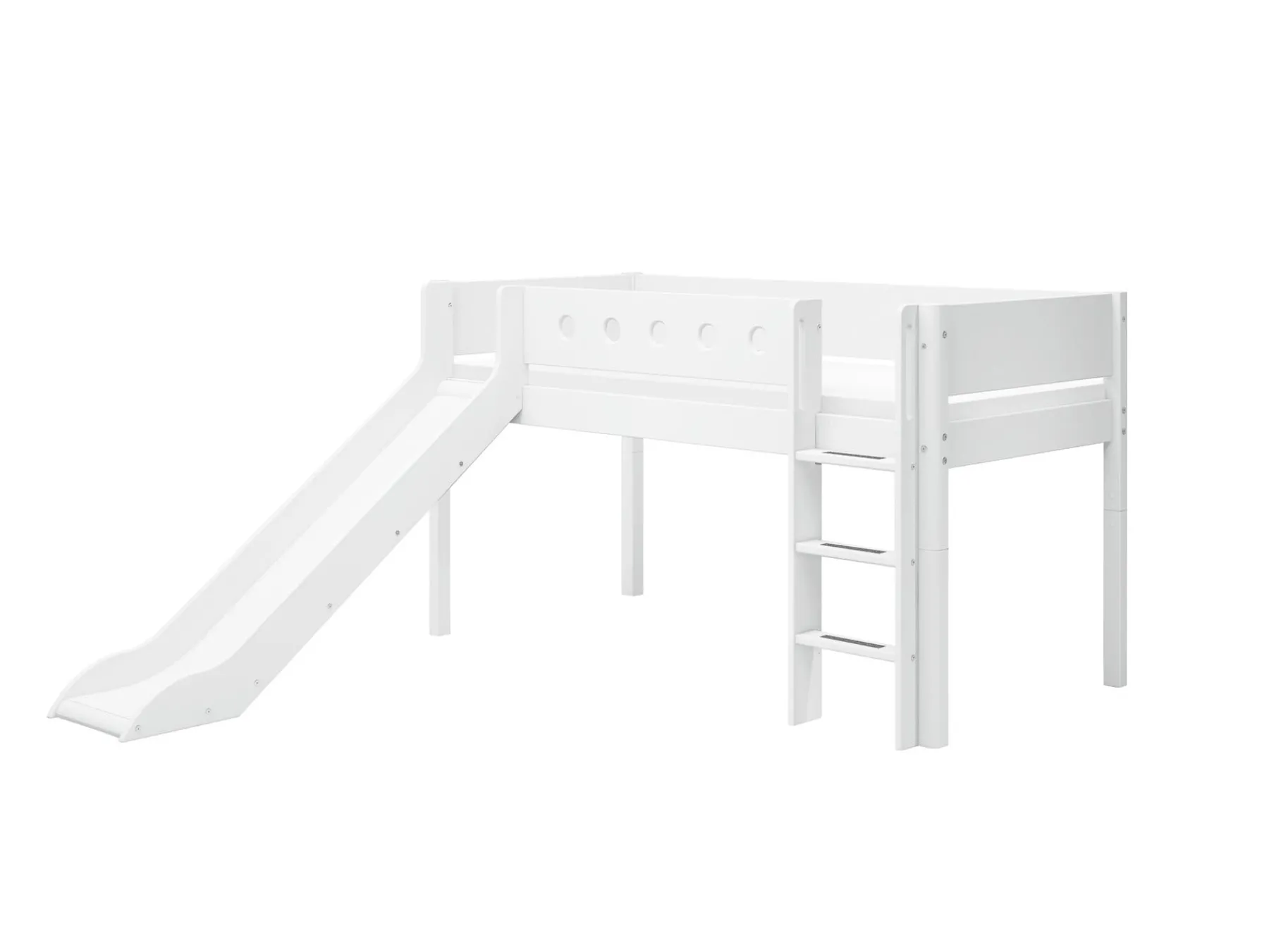 FLEXA Halbhohes Bett mit senkrechter Leiter und Rutsche White Clearance