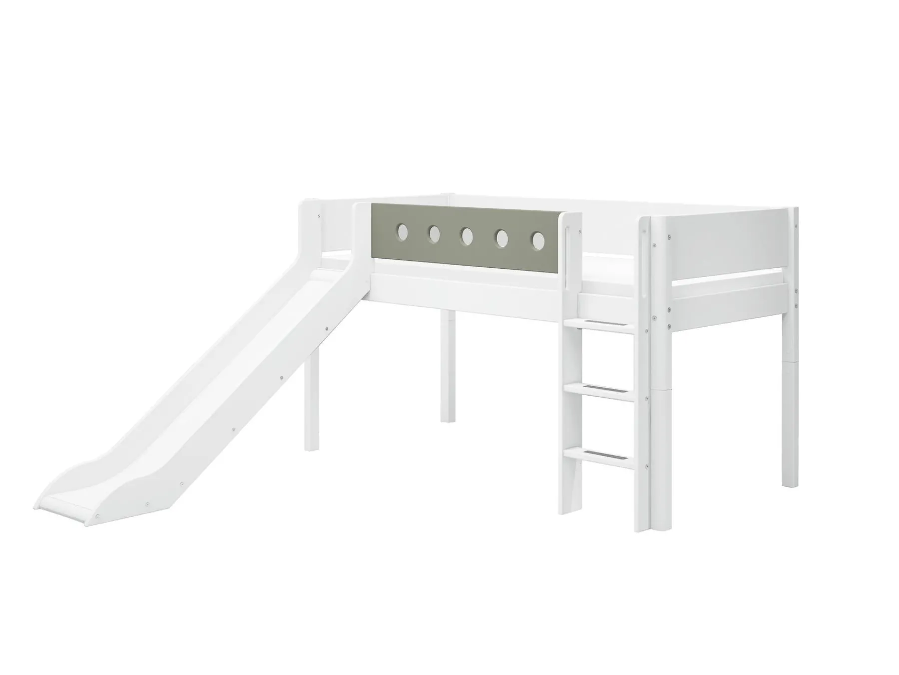 FLEXA Halbhohes Bett mit senkrechter Leiter und Rutsche White/naturalgreen Outlet