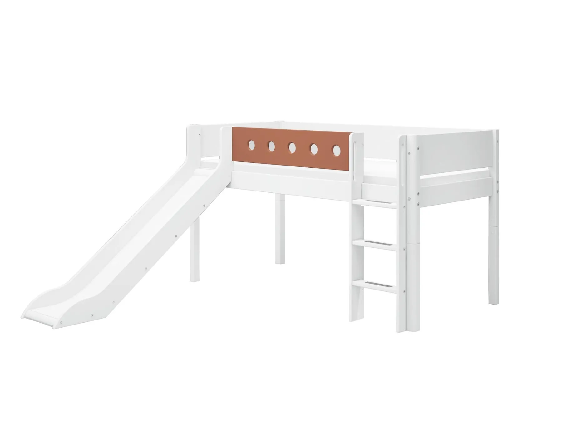 FLEXA Halbhohes Bett mit senkrechter Leiter und Rutsche White/blush Cheap