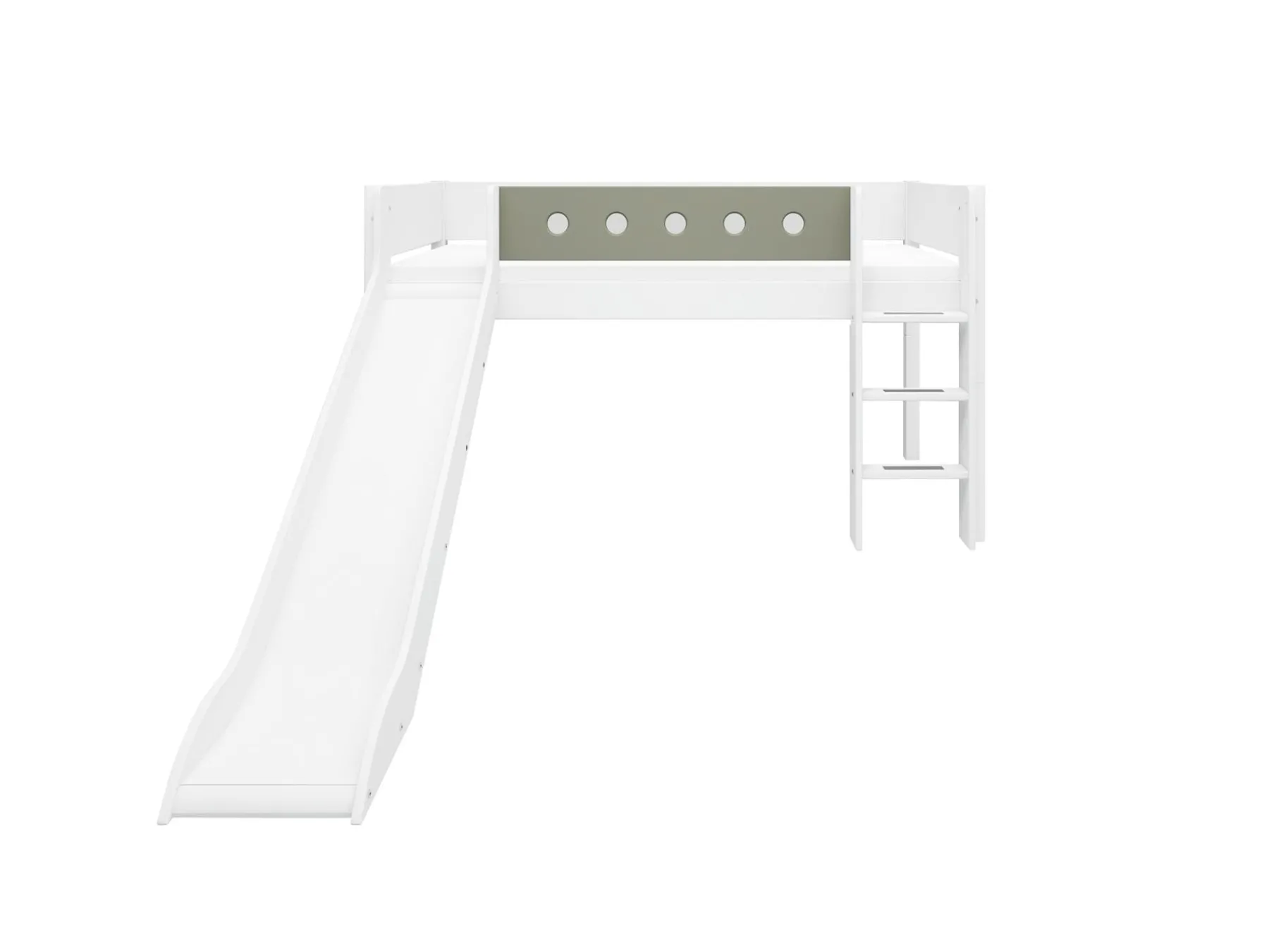 FLEXA Halbhohes Bett mit senkrechter Leiter und Rutsche White/naturalgreen Outlet