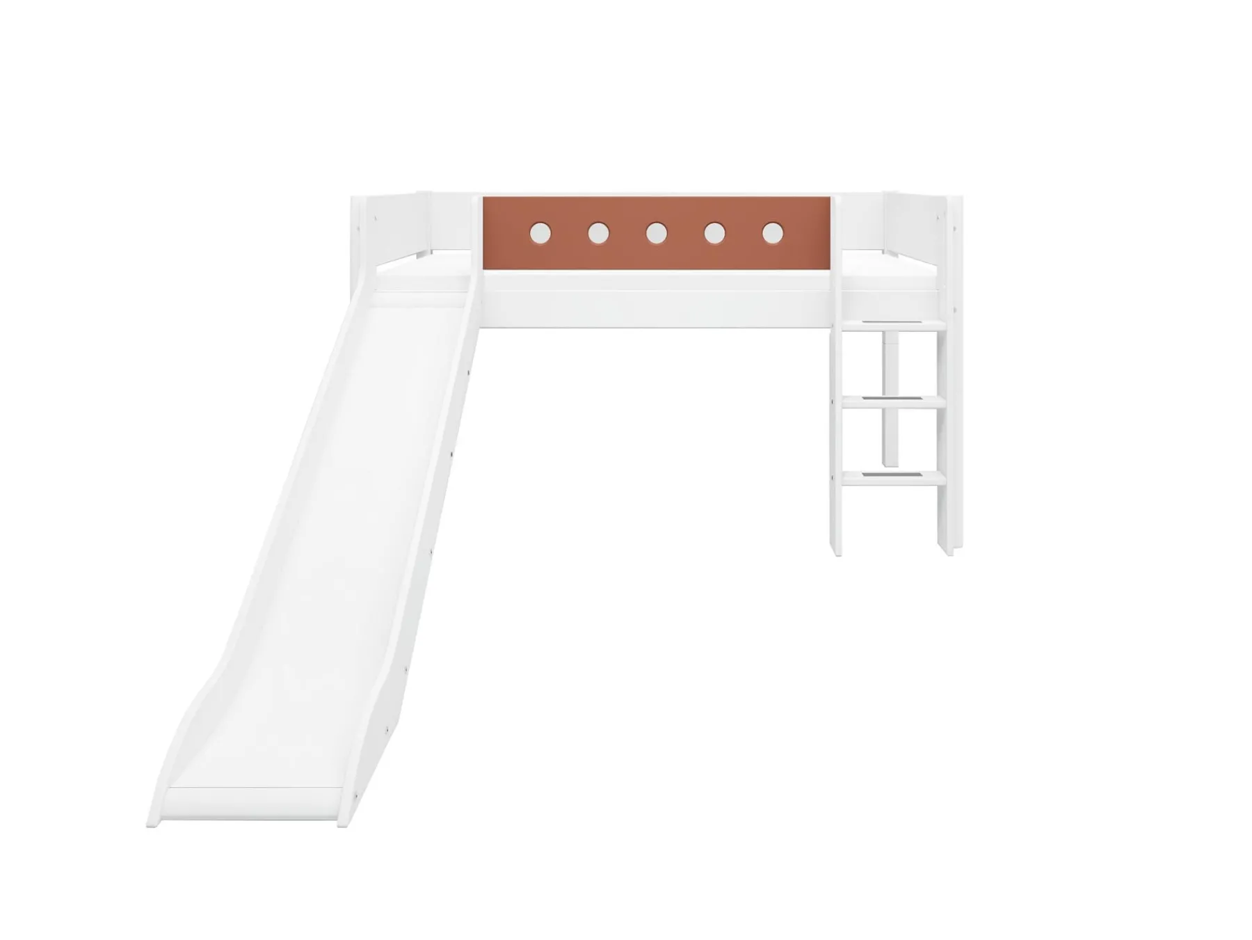 FLEXA Halbhohes Bett mit senkrechter Leiter und Rutsche White/blush Cheap