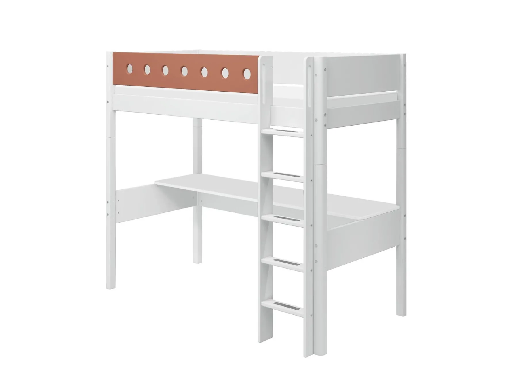 FLEXA Hochbett mit senkrechter Leiter White/blush New