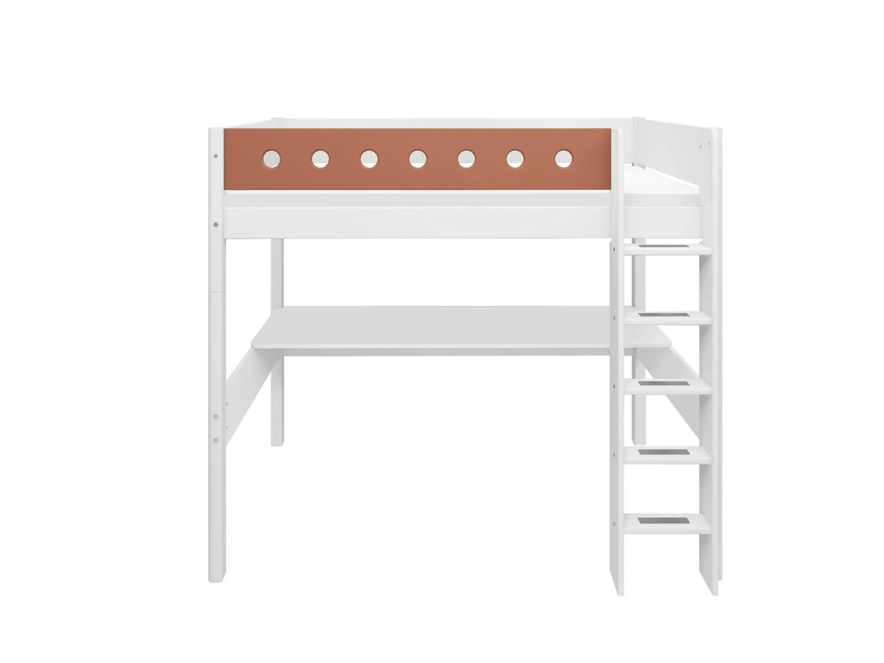 FLEXA Hochbett mit senkrechter Leiter White/blush New