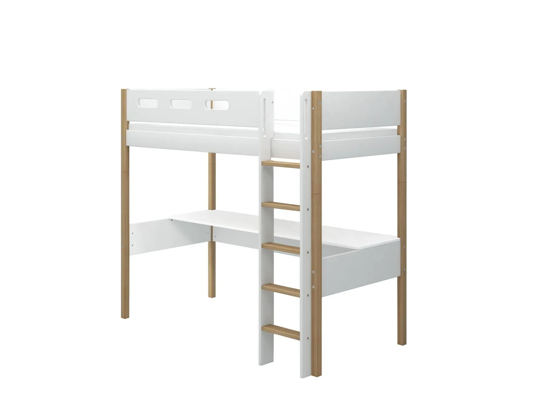 FLEXA Hochbett mit senkrechter Leiter und Schreibtisch White/oak Discount
