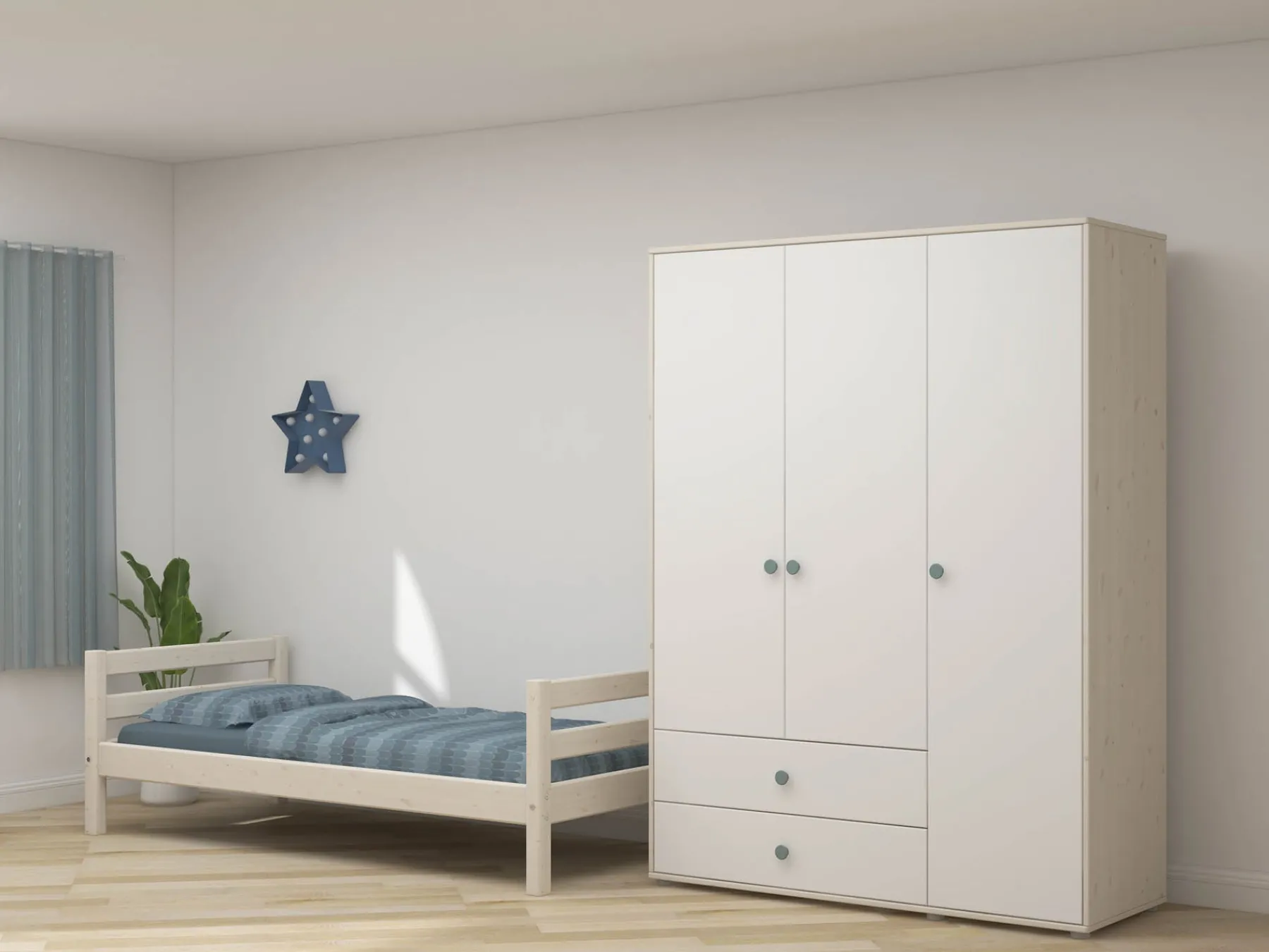 FLEXA Kleiderschrank Lightteal/whitewashedpine Outlet