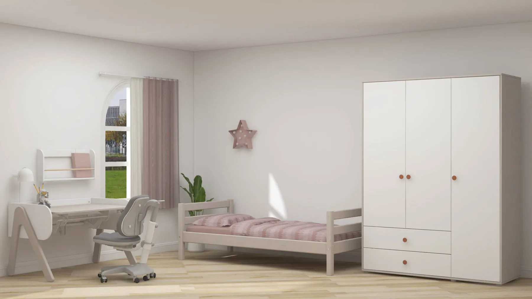 FLEXA Kleiderschrank Lightblush/greywashedpine Clearance