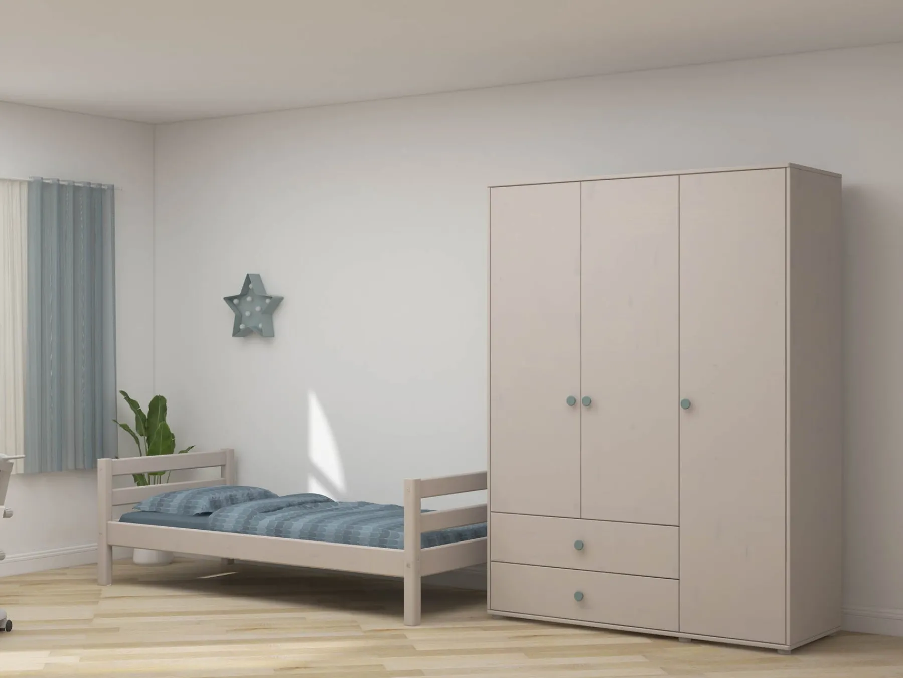 FLEXA Kleiderschrank Lightteal/greywashedpine Sale