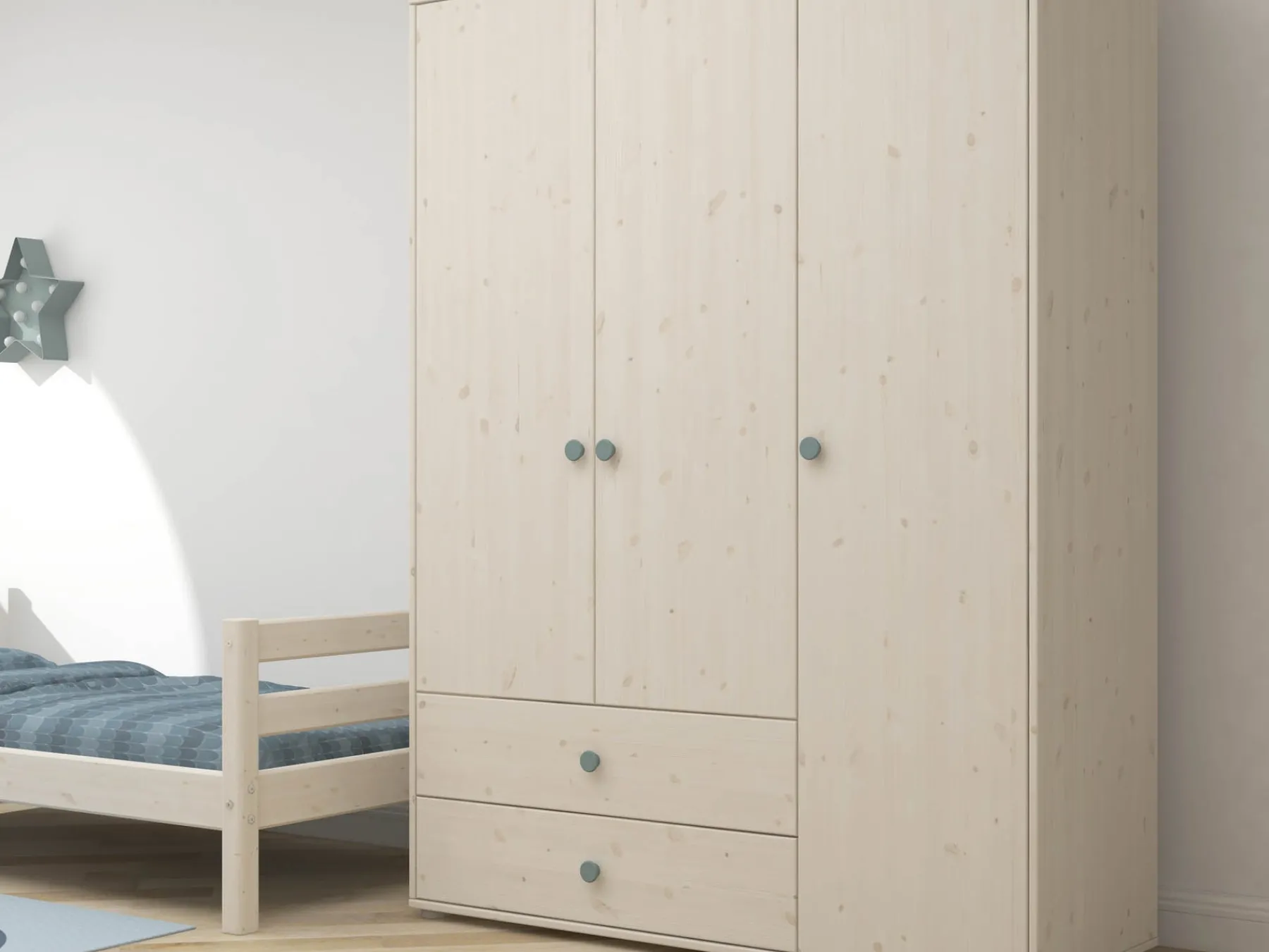 FLEXA Kleiderschrank Lightteal/whitewashedpine Flash Sale