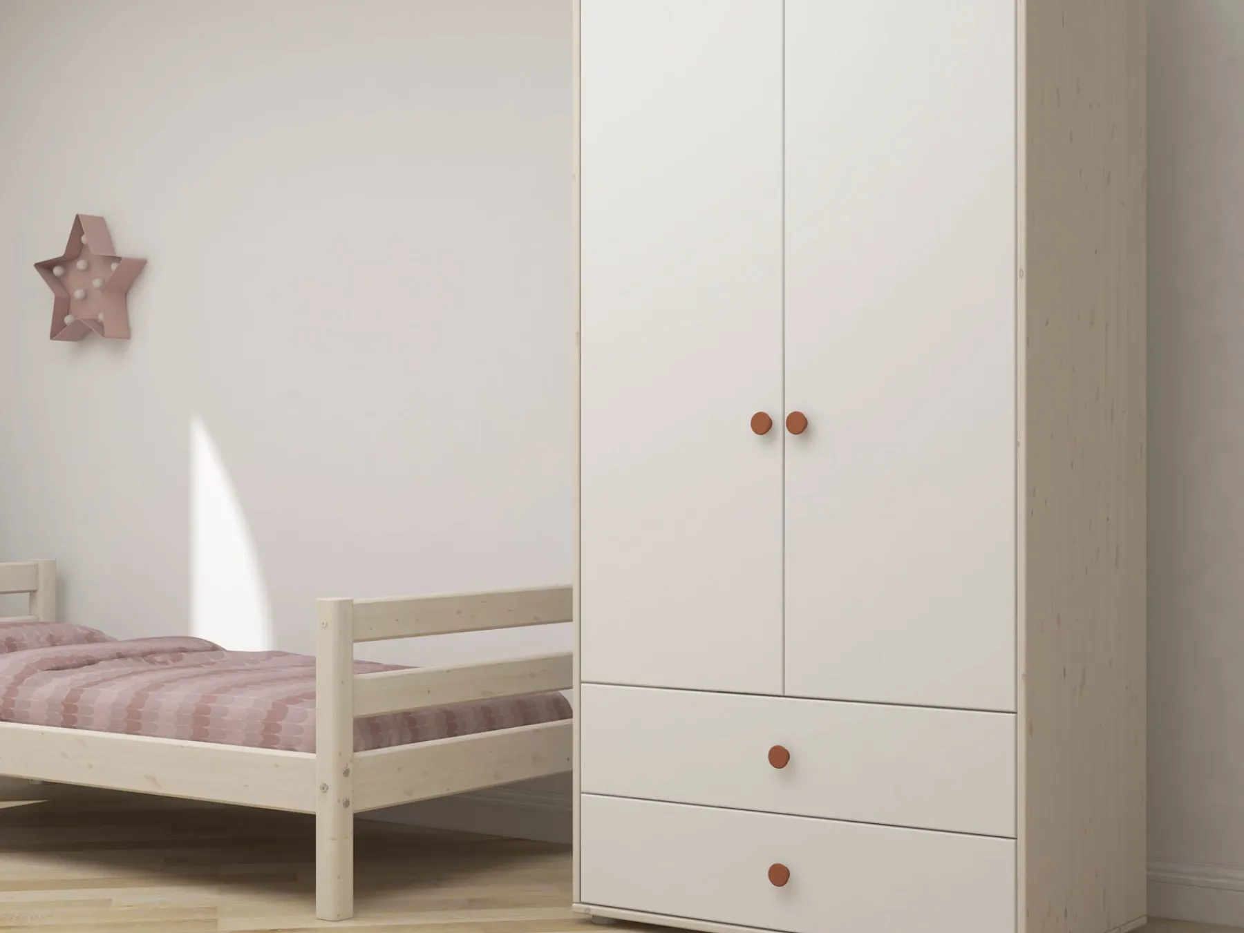 FLEXA Kleiderschrank Lightblush/whitewashedpine Fashion