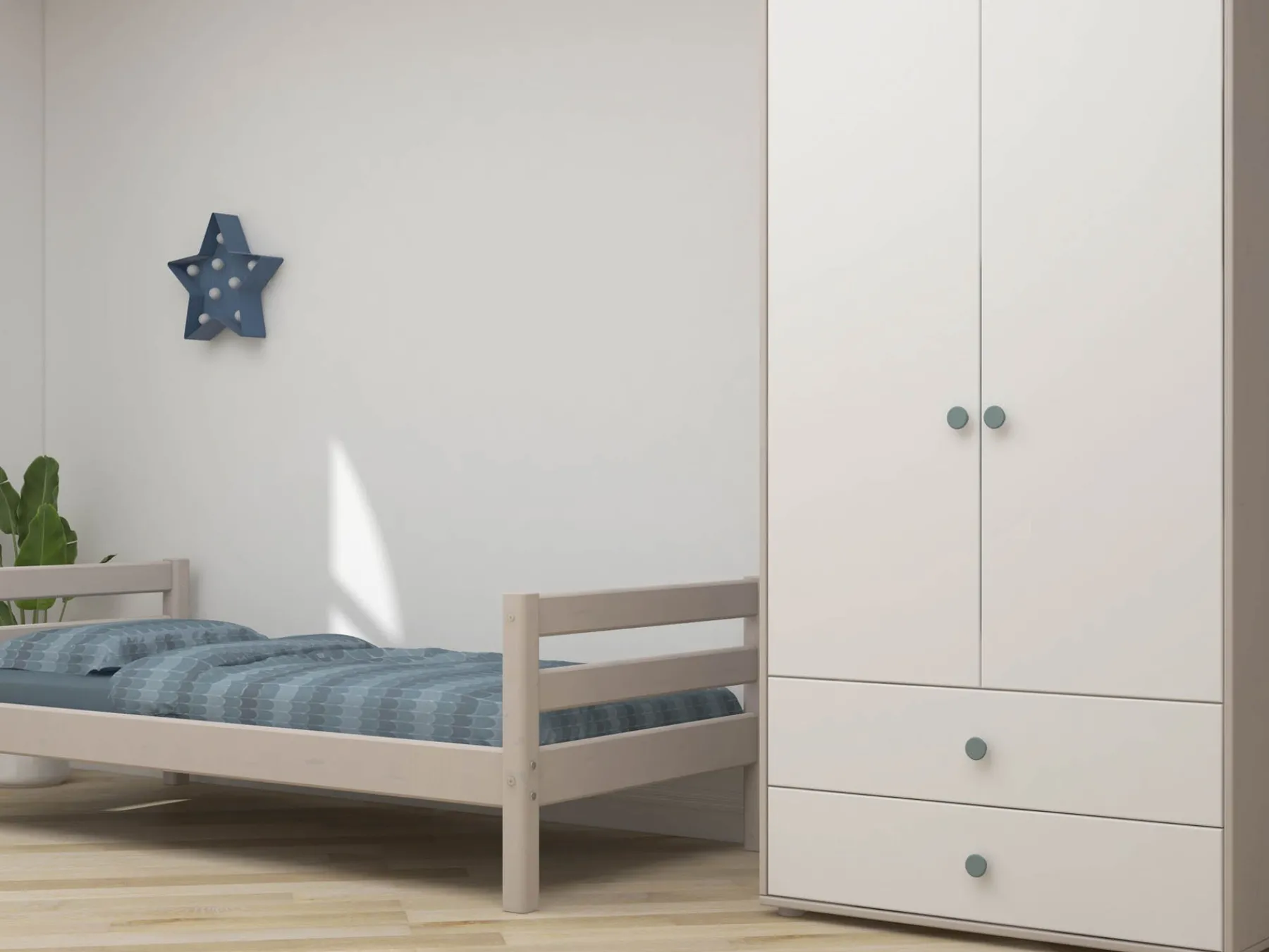 FLEXA Kleiderschrank Lightteal/greywashedpine Fashion