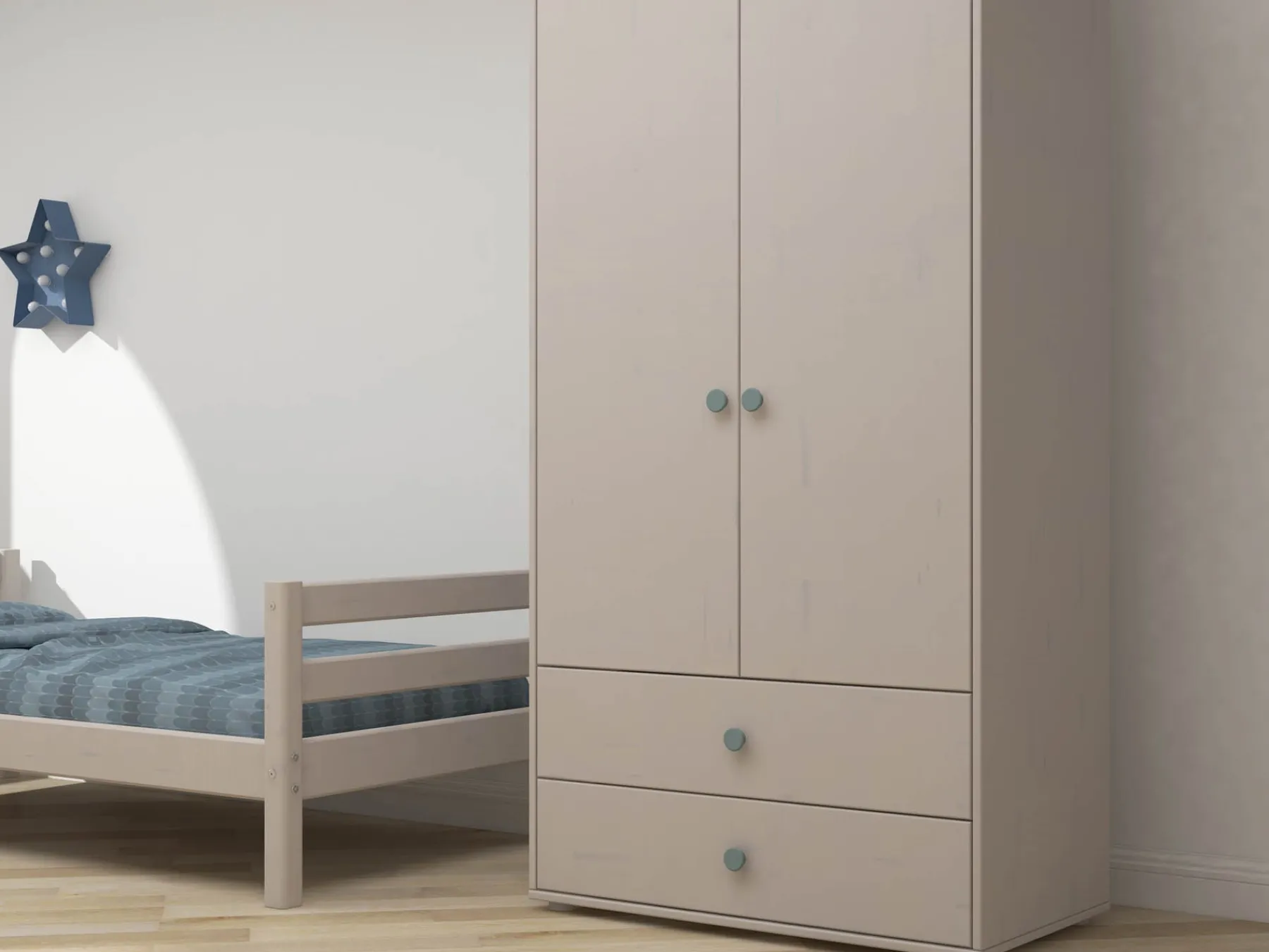 FLEXA Kleiderschrank Lightteal/greywashedpine Cheap