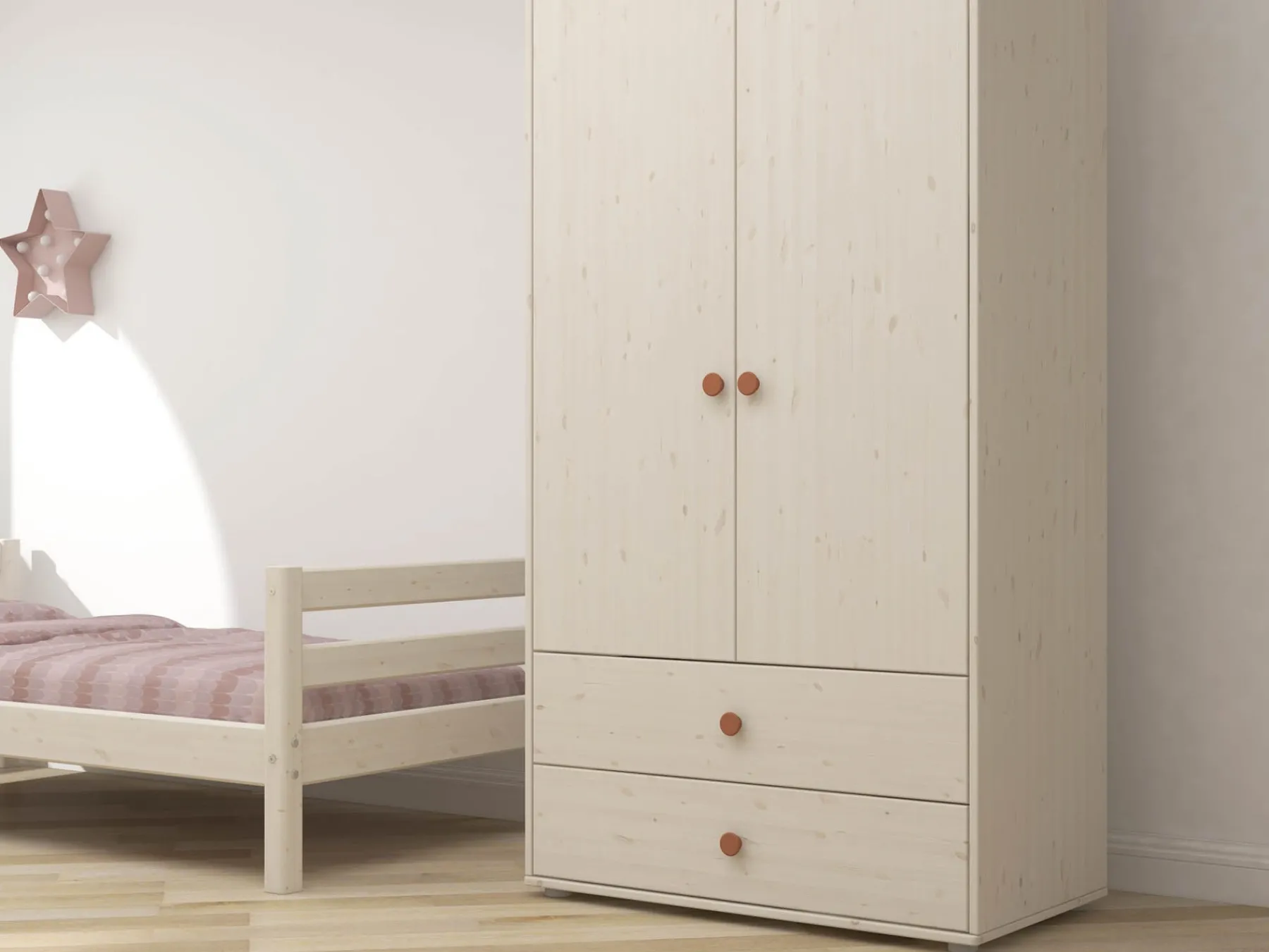 FLEXA Kleiderschrank Lightblush/whitewashedpine Fashion