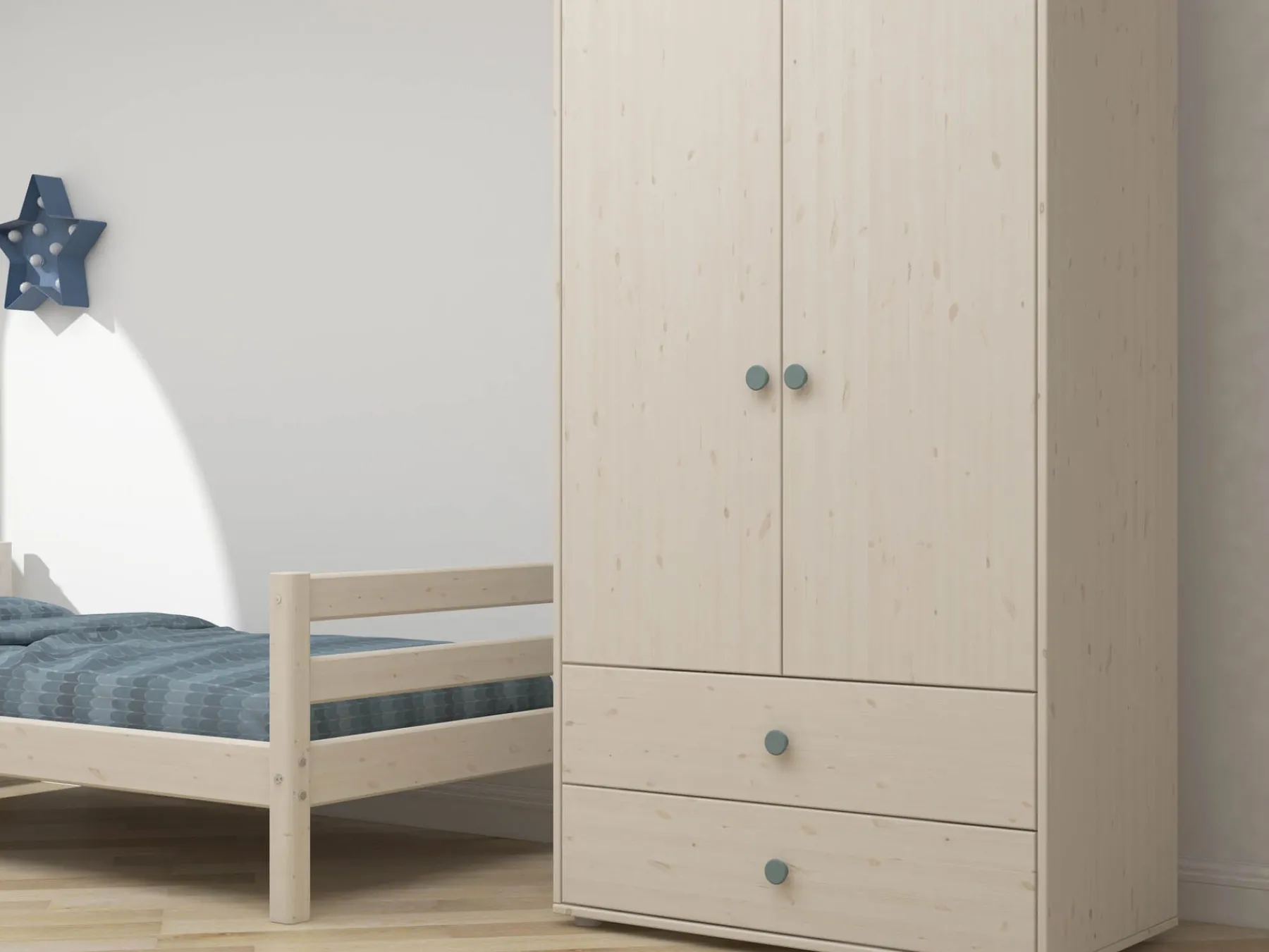 FLEXA Kleiderschrank Lightteal/whitewashedpine Cheap