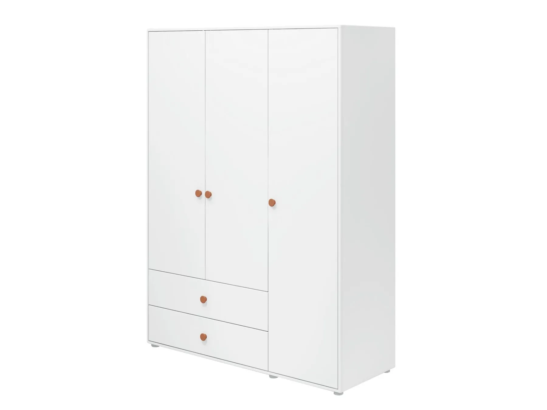 FLEXA Kleiderschrank, 3 Türen + 2 Schubladen White/blush New