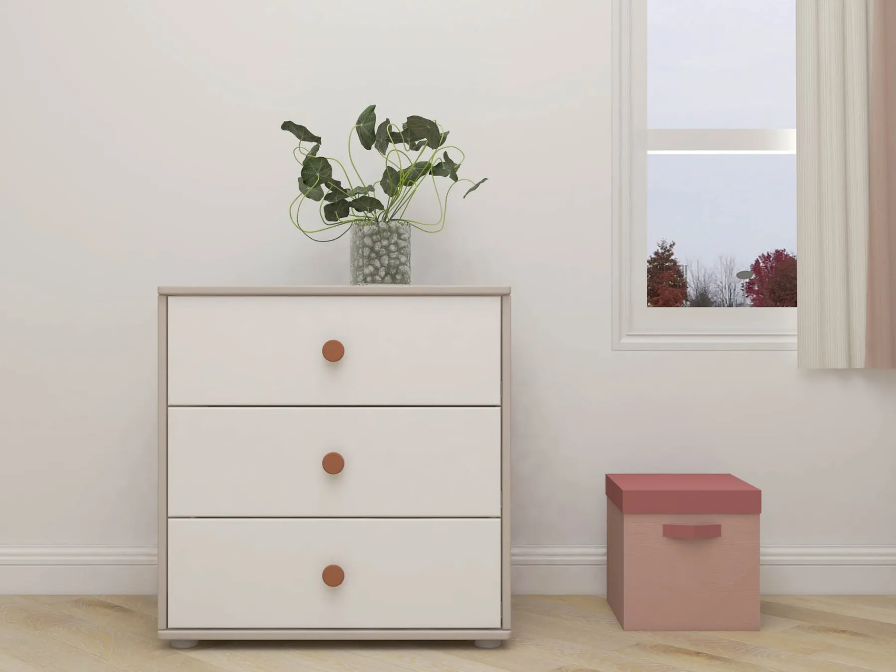 FLEXA Kommode mit 3 Schubladen Lightblush/greywashedpine New