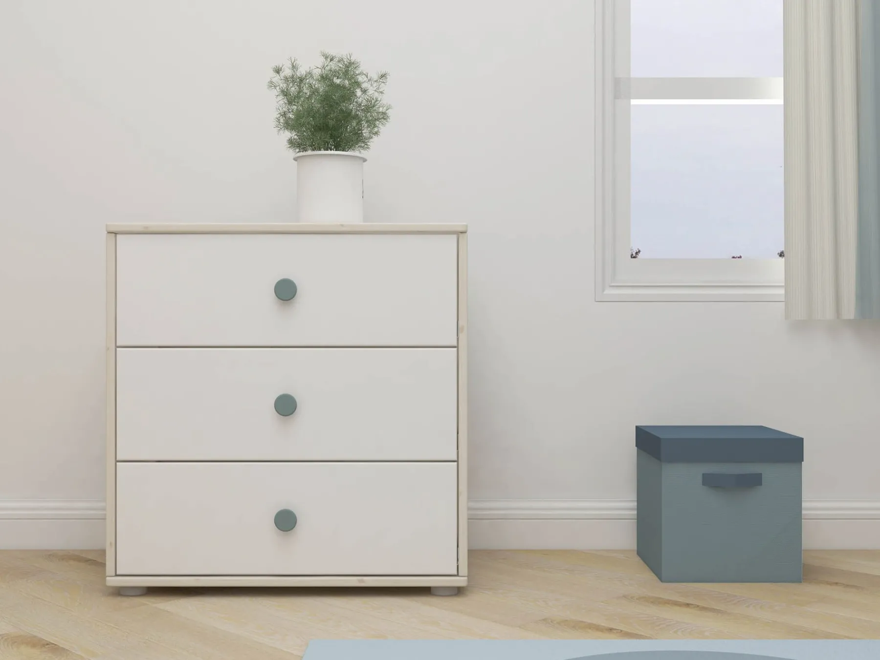 FLEXA Kommode mit 3 Schubladen Lightteal/whitewashedpine Discount